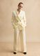 Beige double-breasted Lyocell and linen blazer, regular fit_1