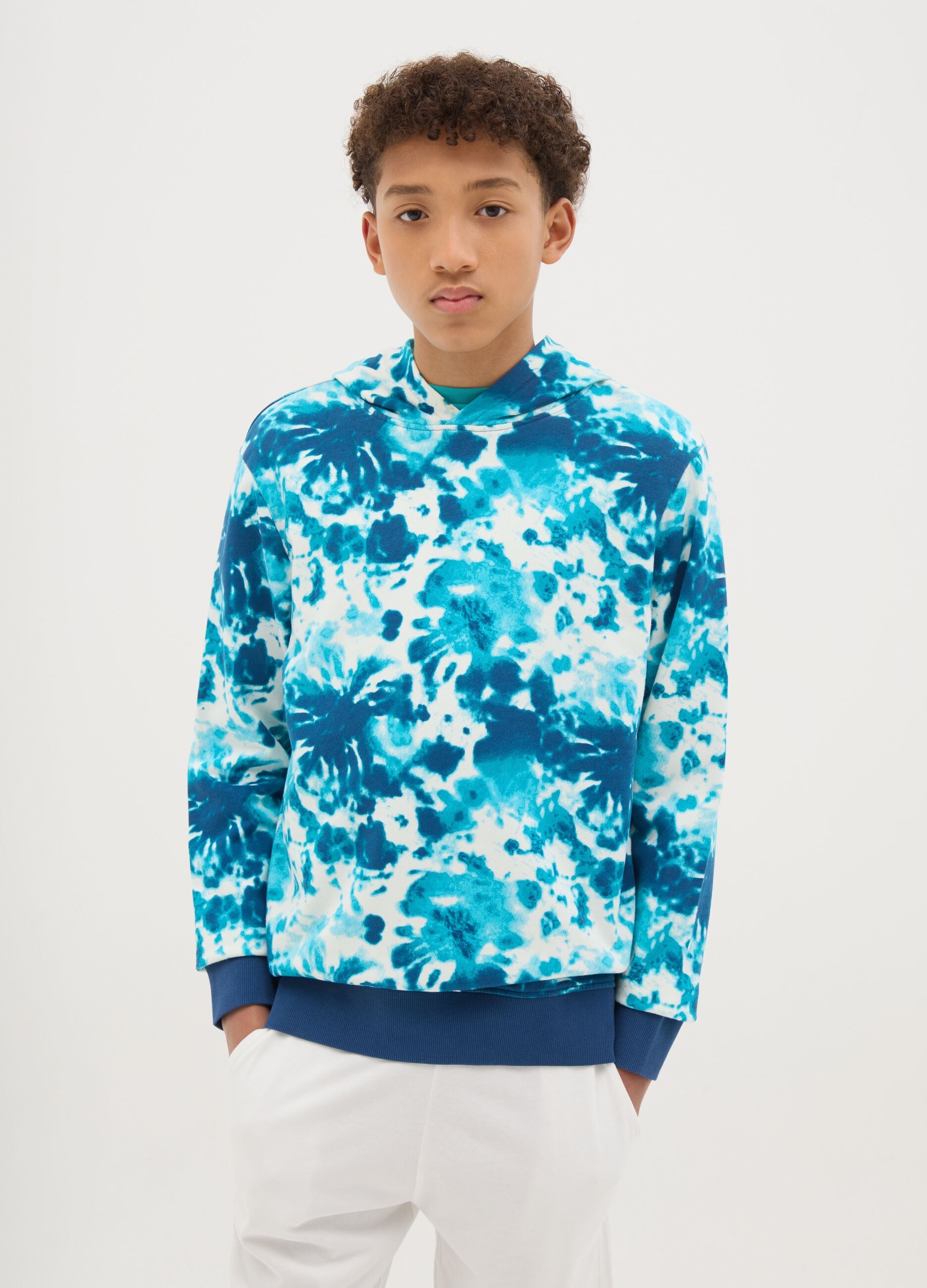 Tie Dye sweatshirt in French terry with hood