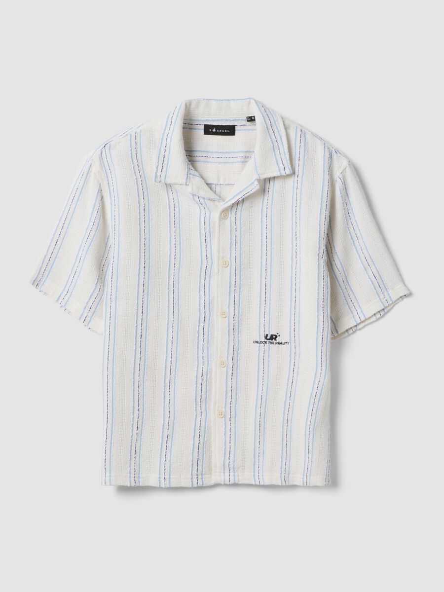 White striped cotton-blend oversized shirt_5