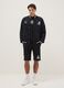 Black regular fit cotton blend jacket with Lakers logo_0