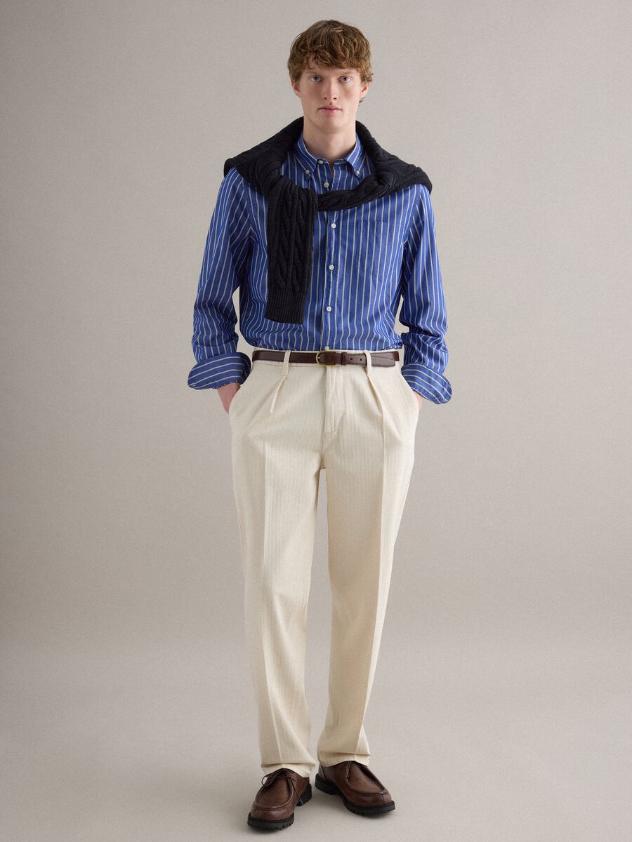 Multicolour striped pure cotton shirt, regular fit_2