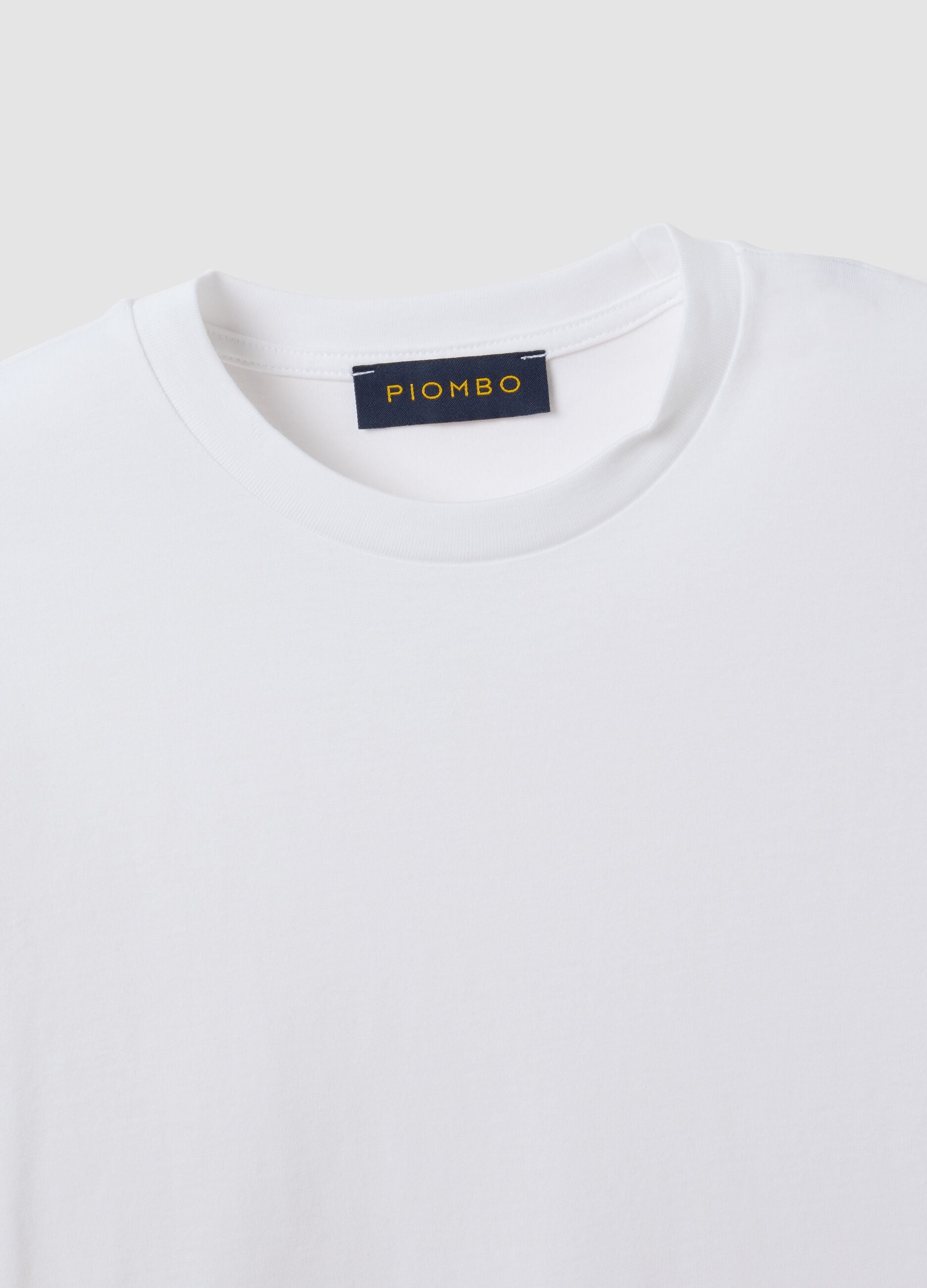 White pure-cotton crew-neck T-shirt in a regular fit