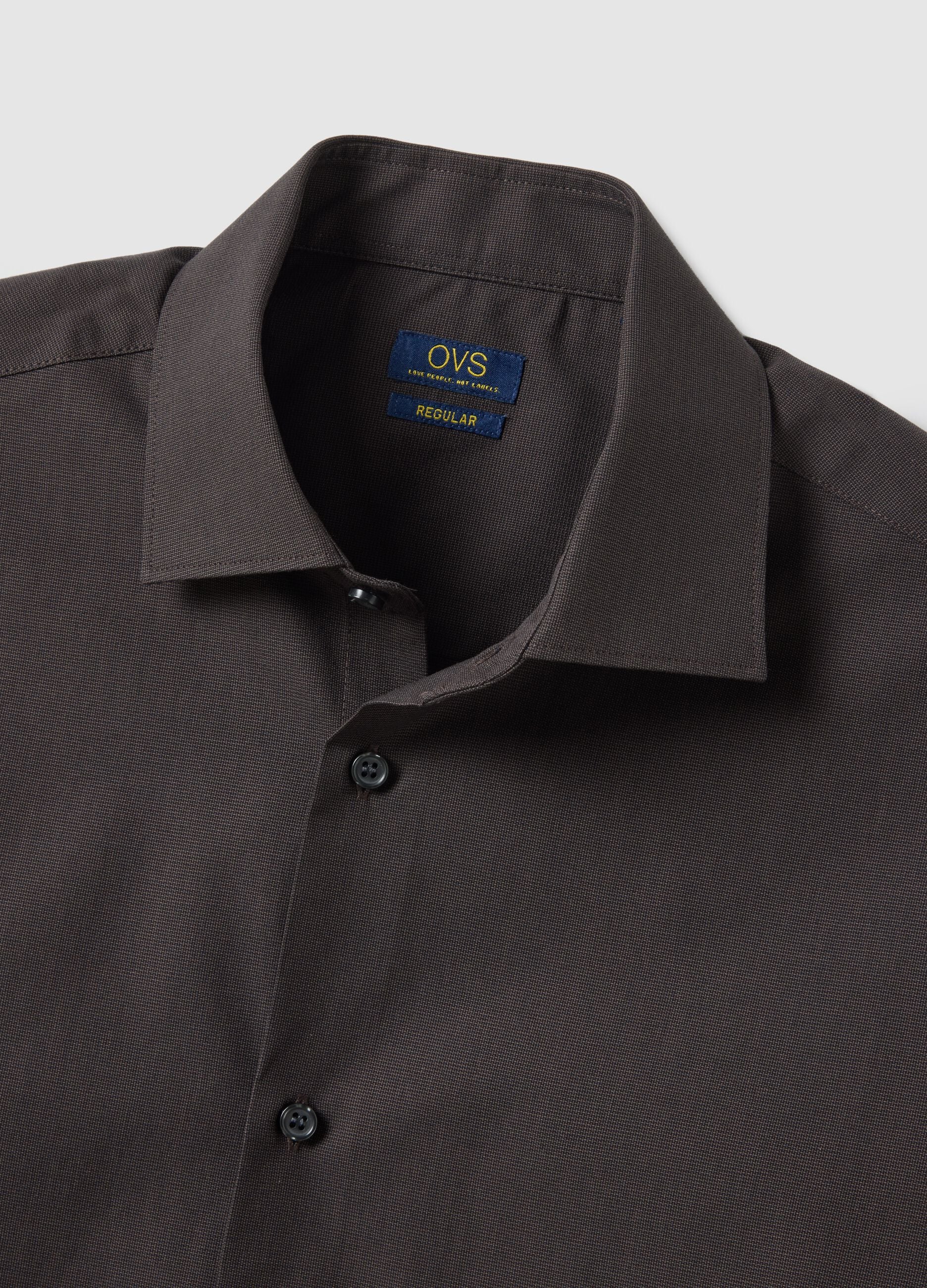 Brown pure cotton regular fit easy iron shirt