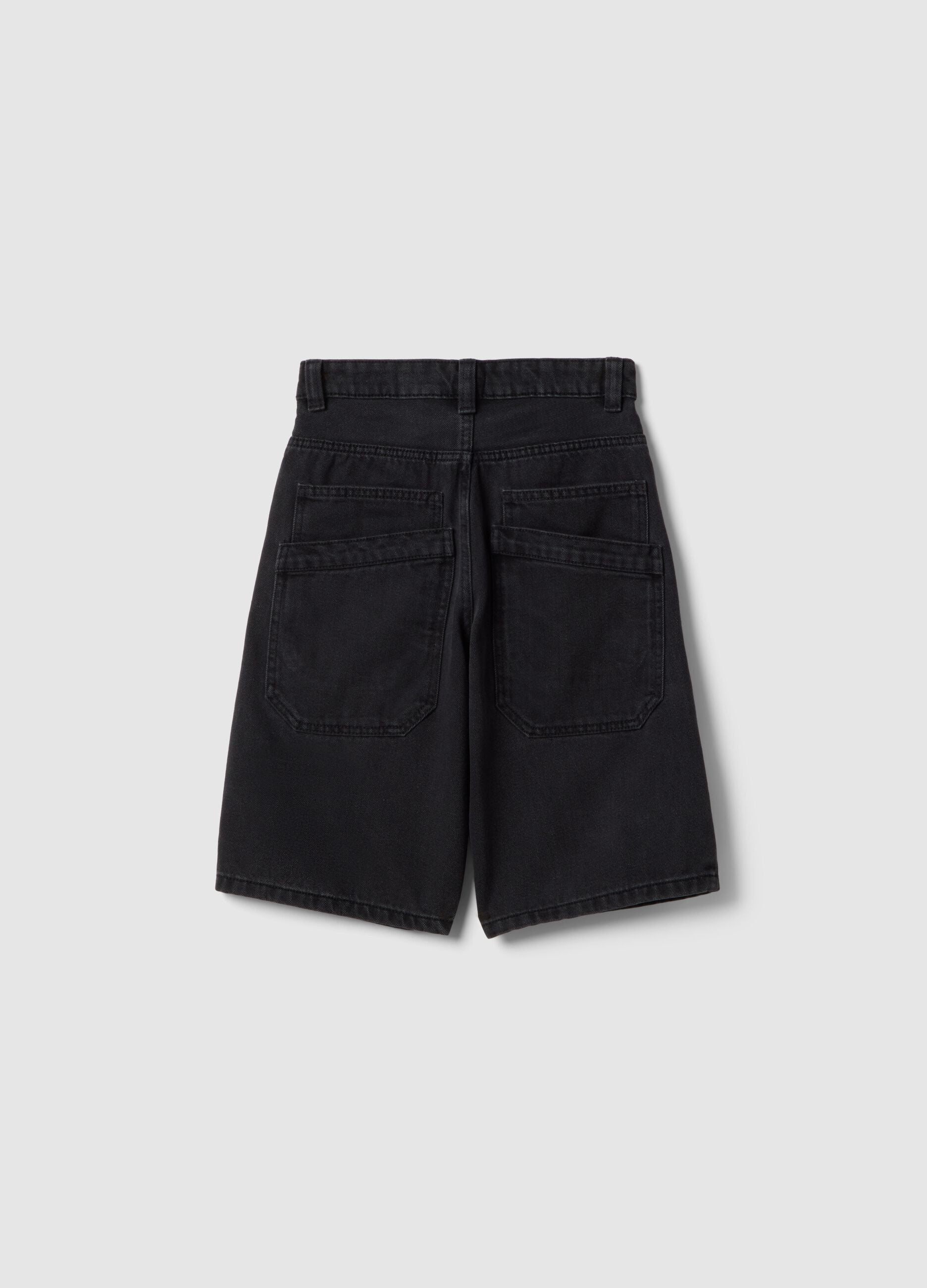Boy's black cotton blend skater fit shorts