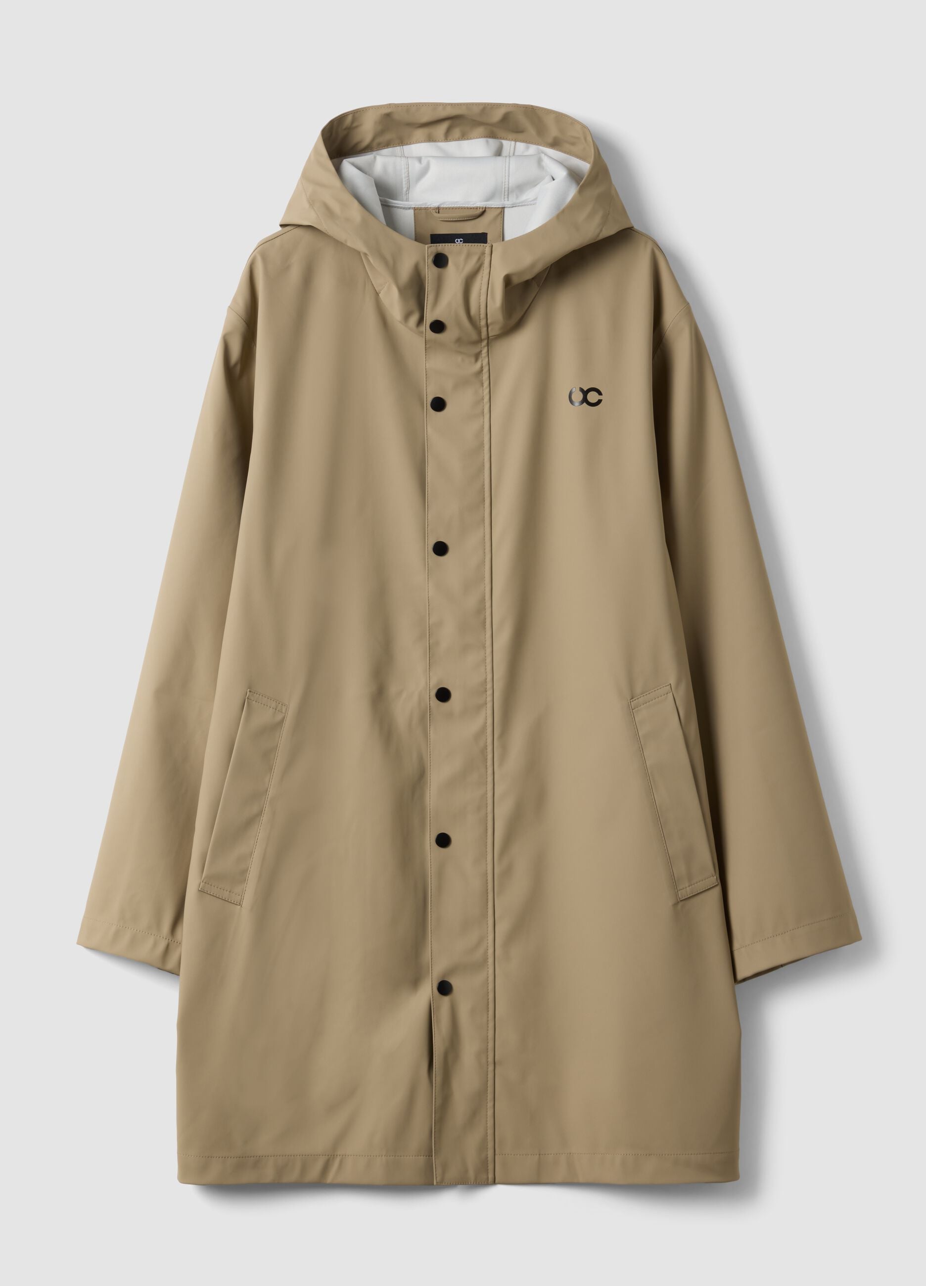 Impermeabile beige regular fit con zip