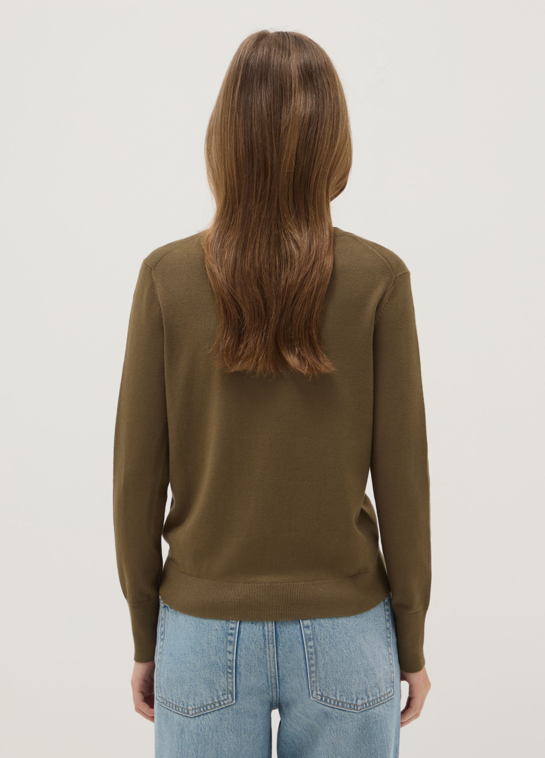 Green Crewneck Cardigan Regular Fit