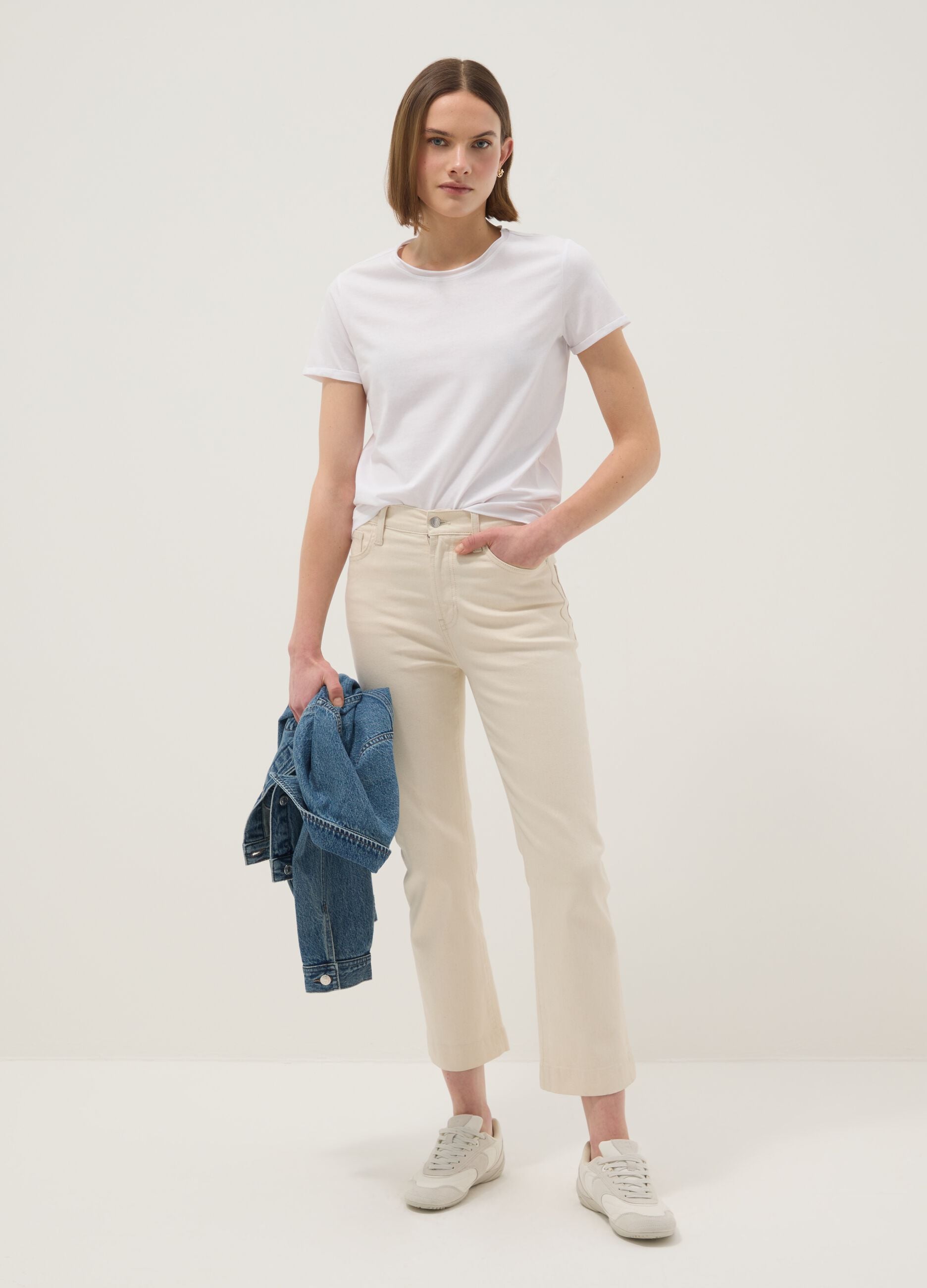 White short sleeve pure cotton regular fit T-shirt