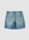Blue pure-cotton denim shorts for girls, regular fit with polka-dot detail_4