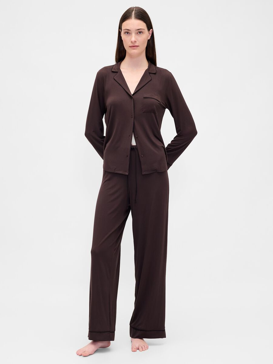 Brown Pyjama in Stretch Modal Fabric_0