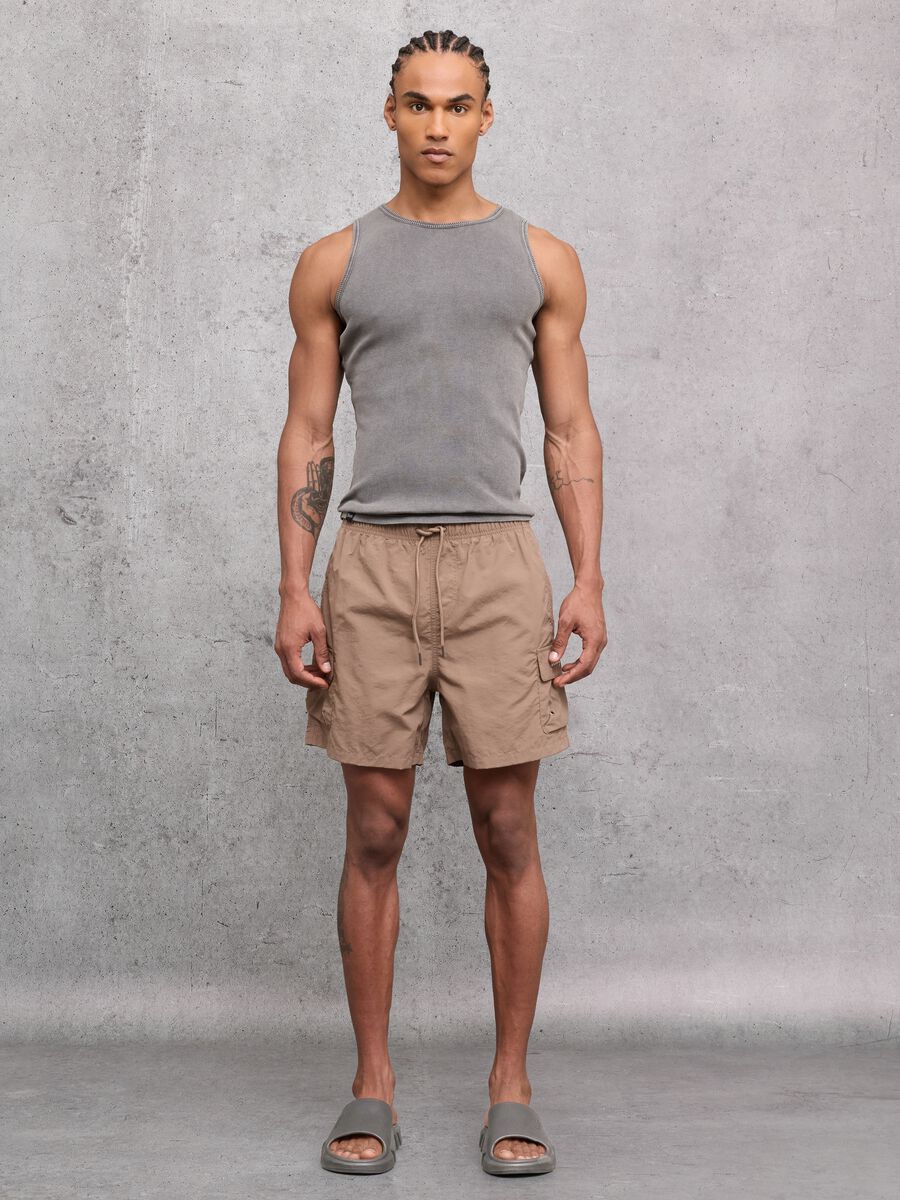 Mocha Cargo Swim Shorts_1