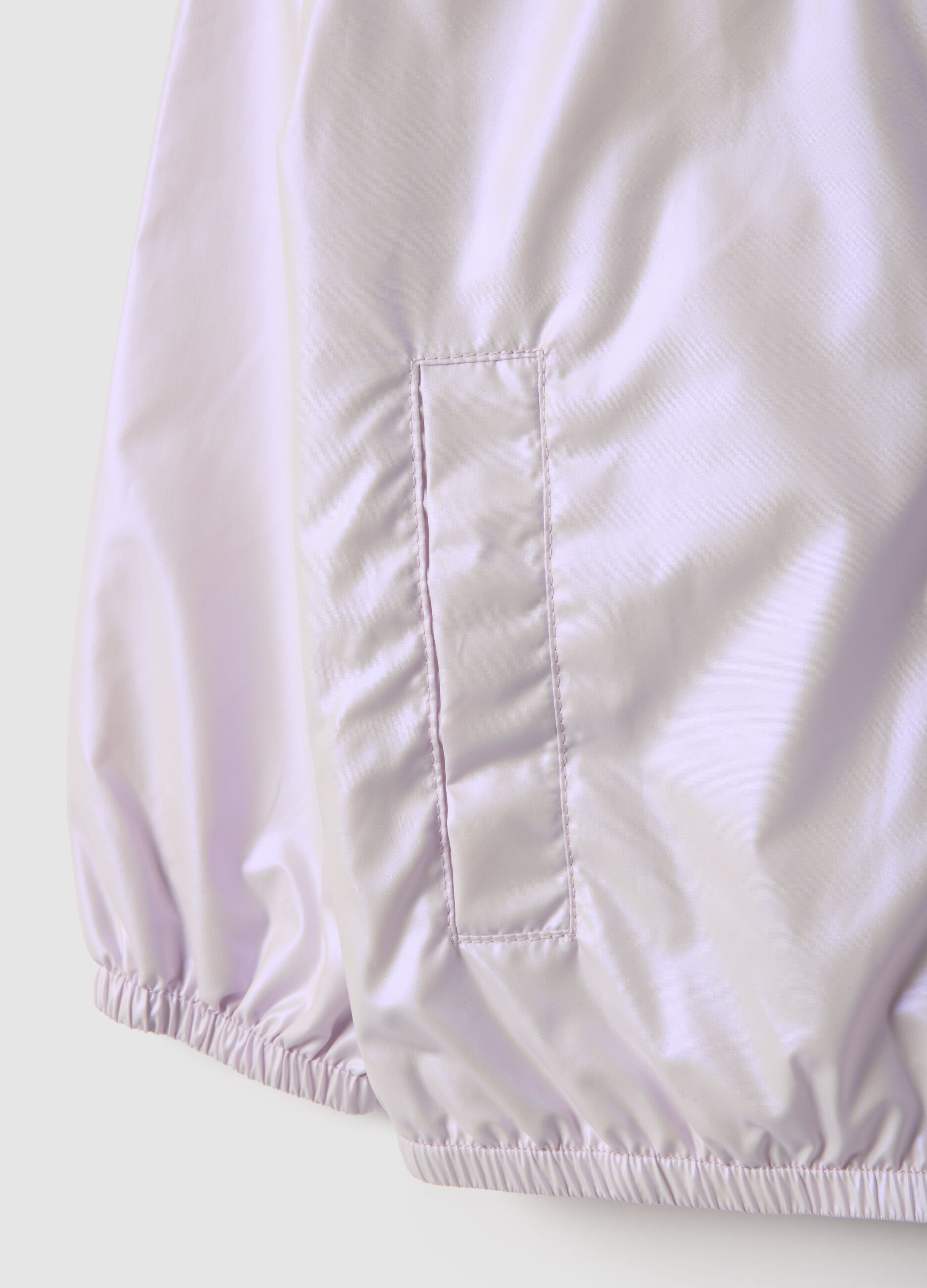 Girl's metallic purple jacket, regular fit with zip and hood
