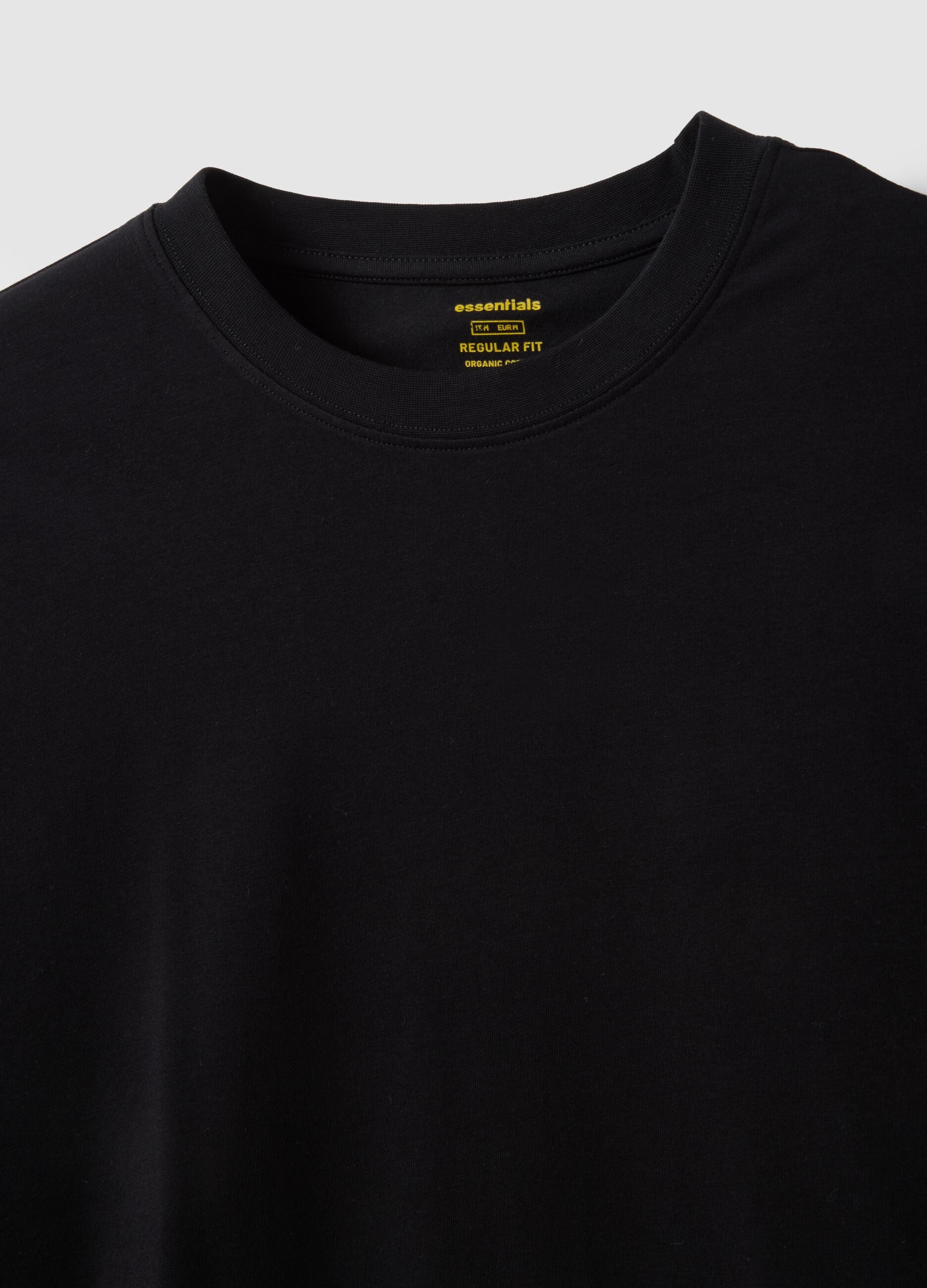 Black long sleeve cotton stretch regular fit t-shirt