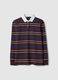 Multicolour striped long-sleeve polo in pure cotton, regular fit_4