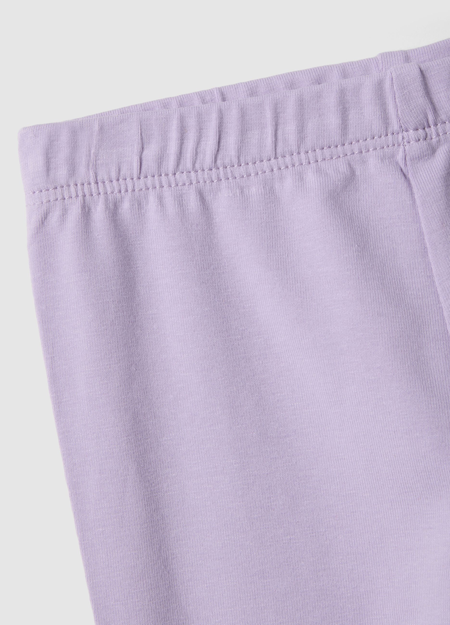 Girls' purple stretch cotton leggings with skinny fit
