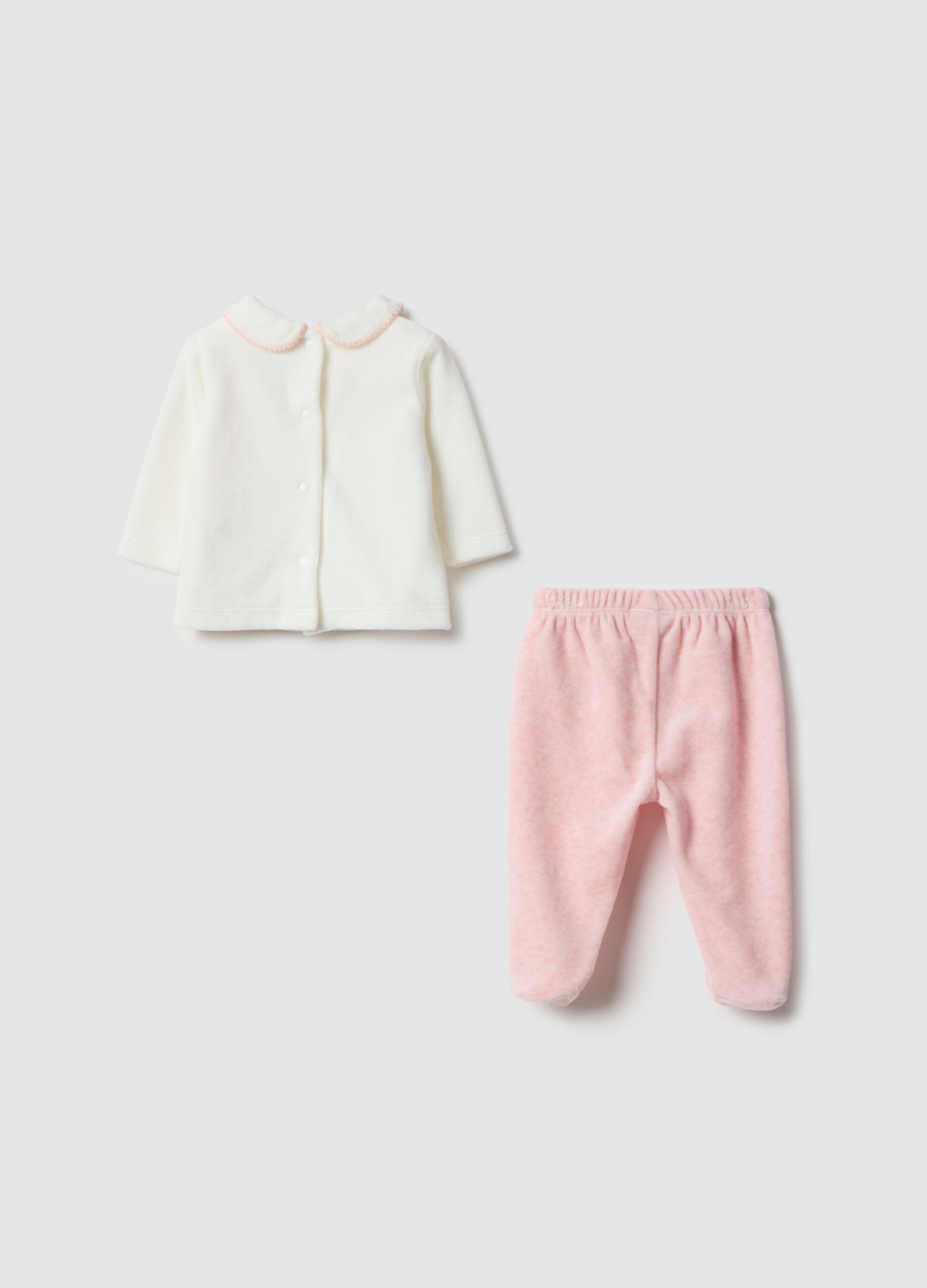 Baby set in white and pink cotton blend