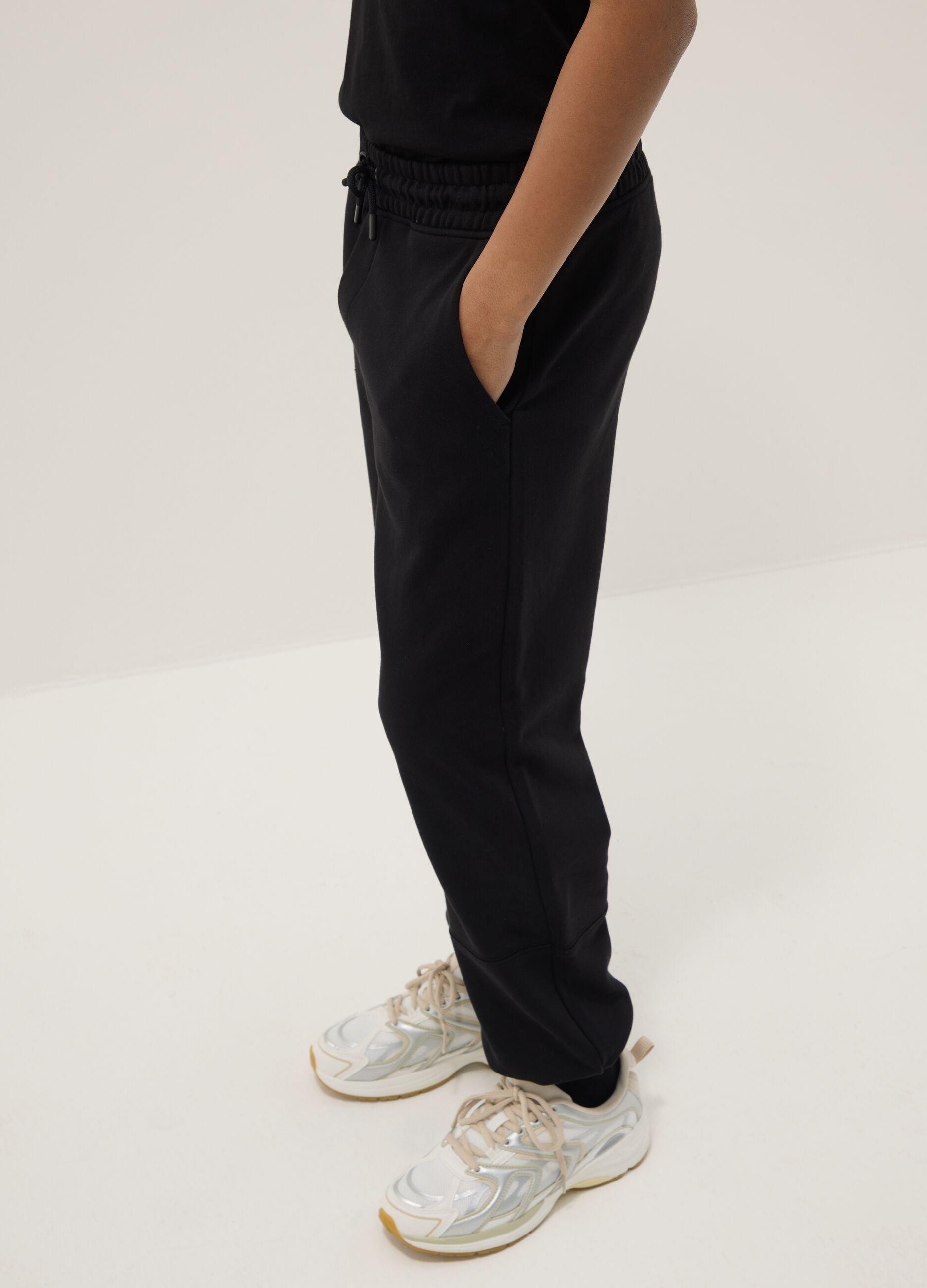 Black boy's jogger trousers in pure organic cotton regular fit