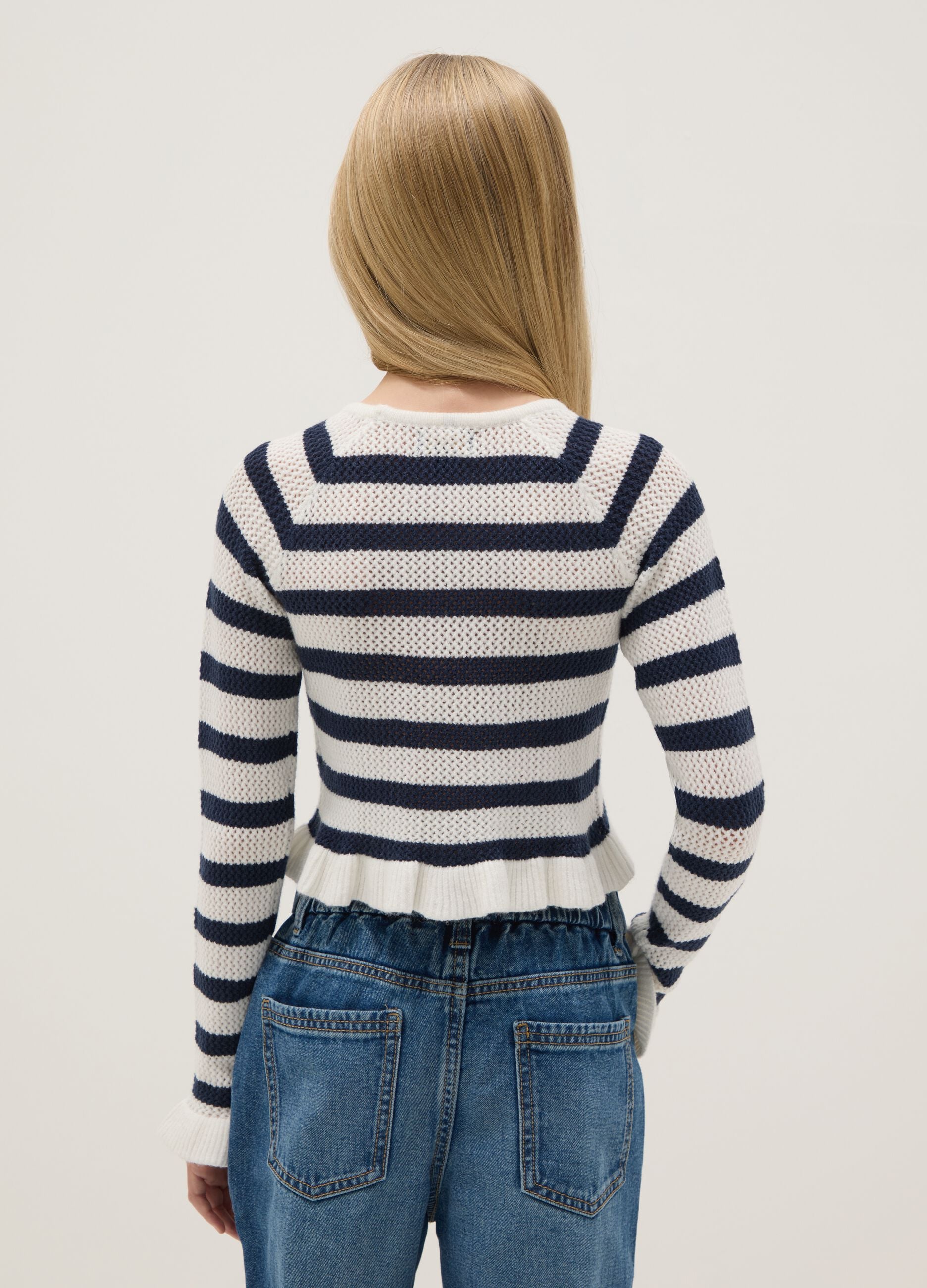 Girl's multicolour striped viscose blend fitted top