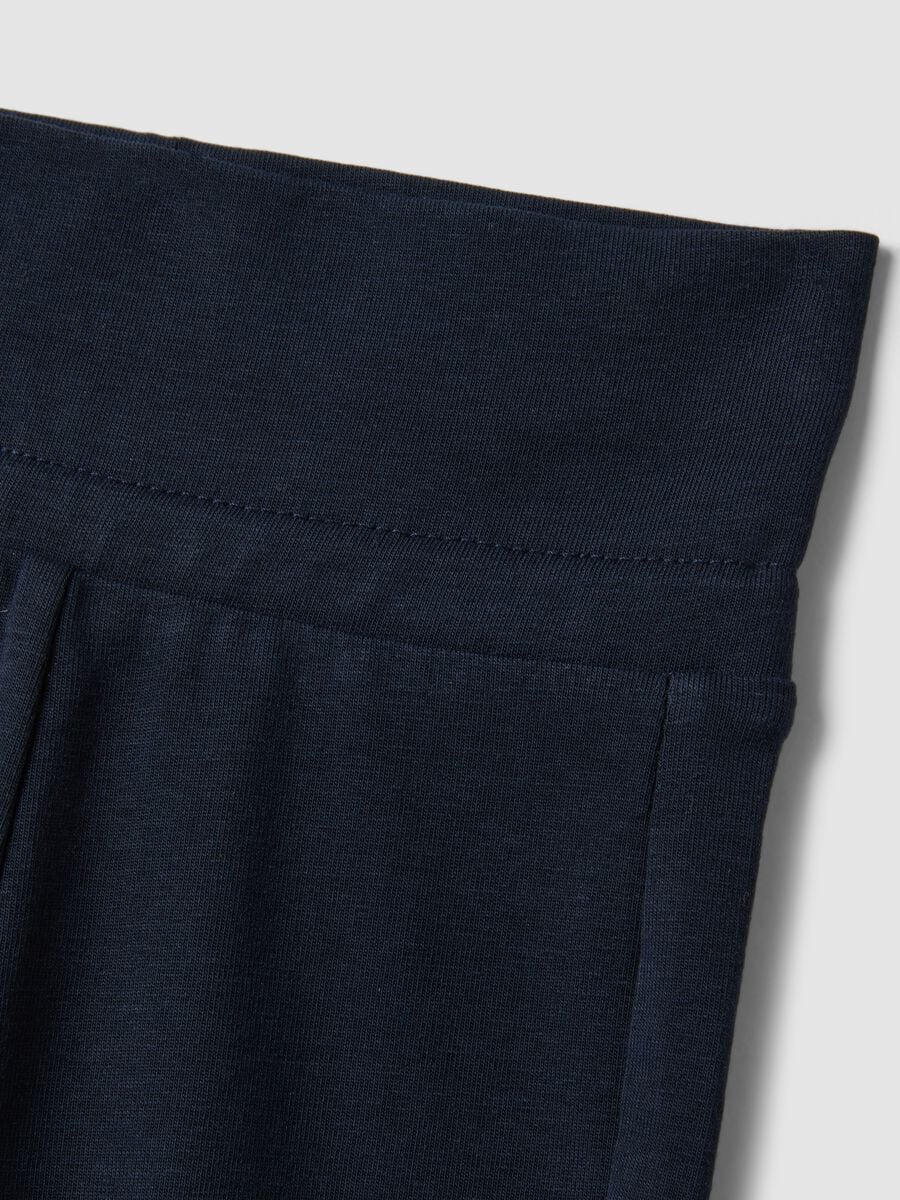 Blue flared leggings in organic cotton and stretch viscose for baby girl_2