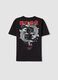 Children's oversized fit pure black cotton T-shirt with koi carp_4