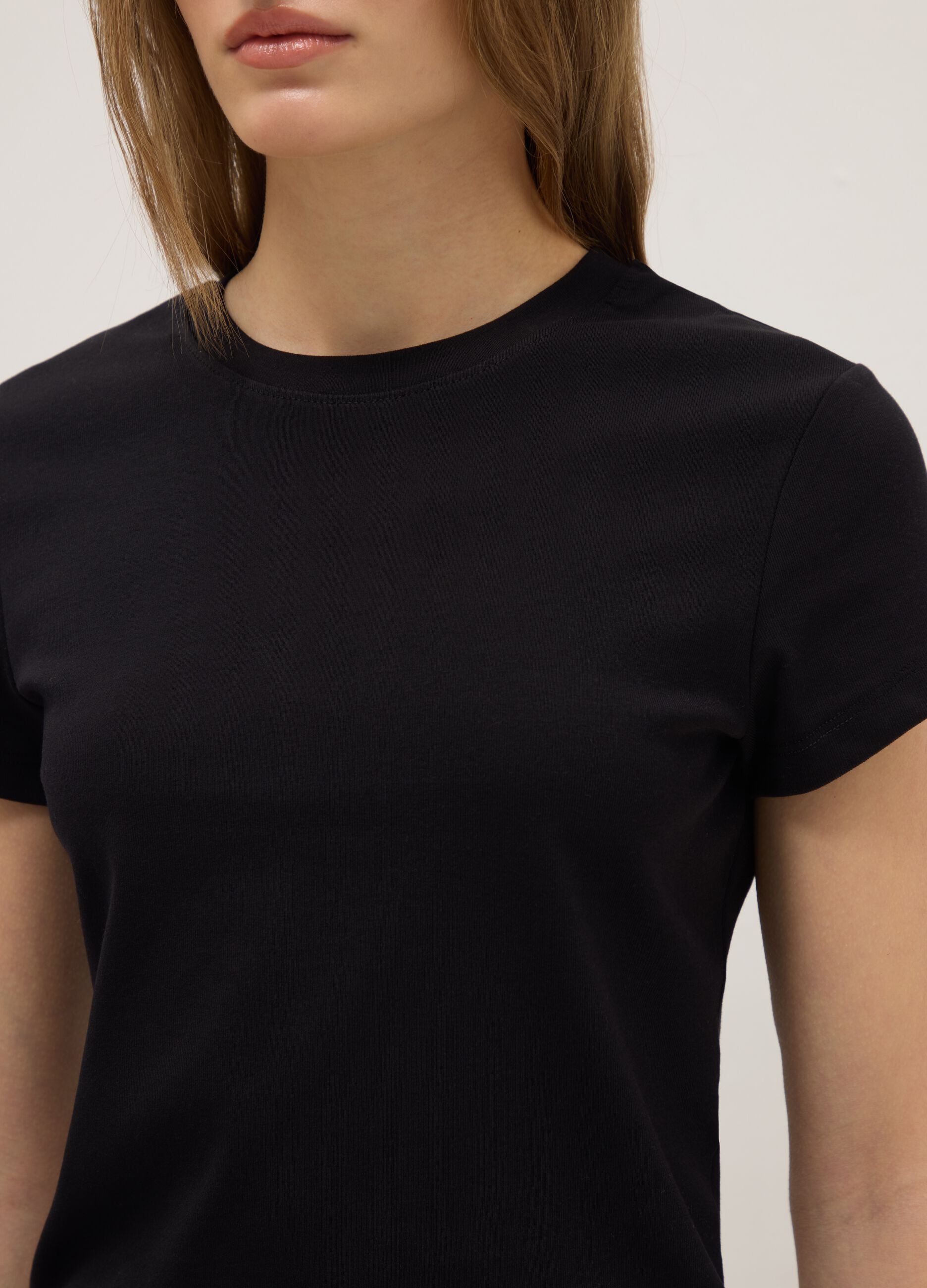 Black Slim Fit Stretch Cotton T-shirt