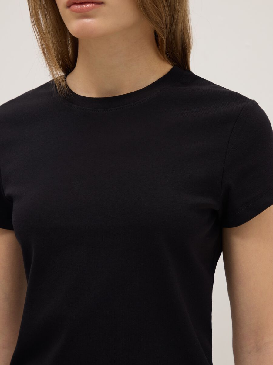 T-shirt in cotone elasticizzato nera slim fit_3