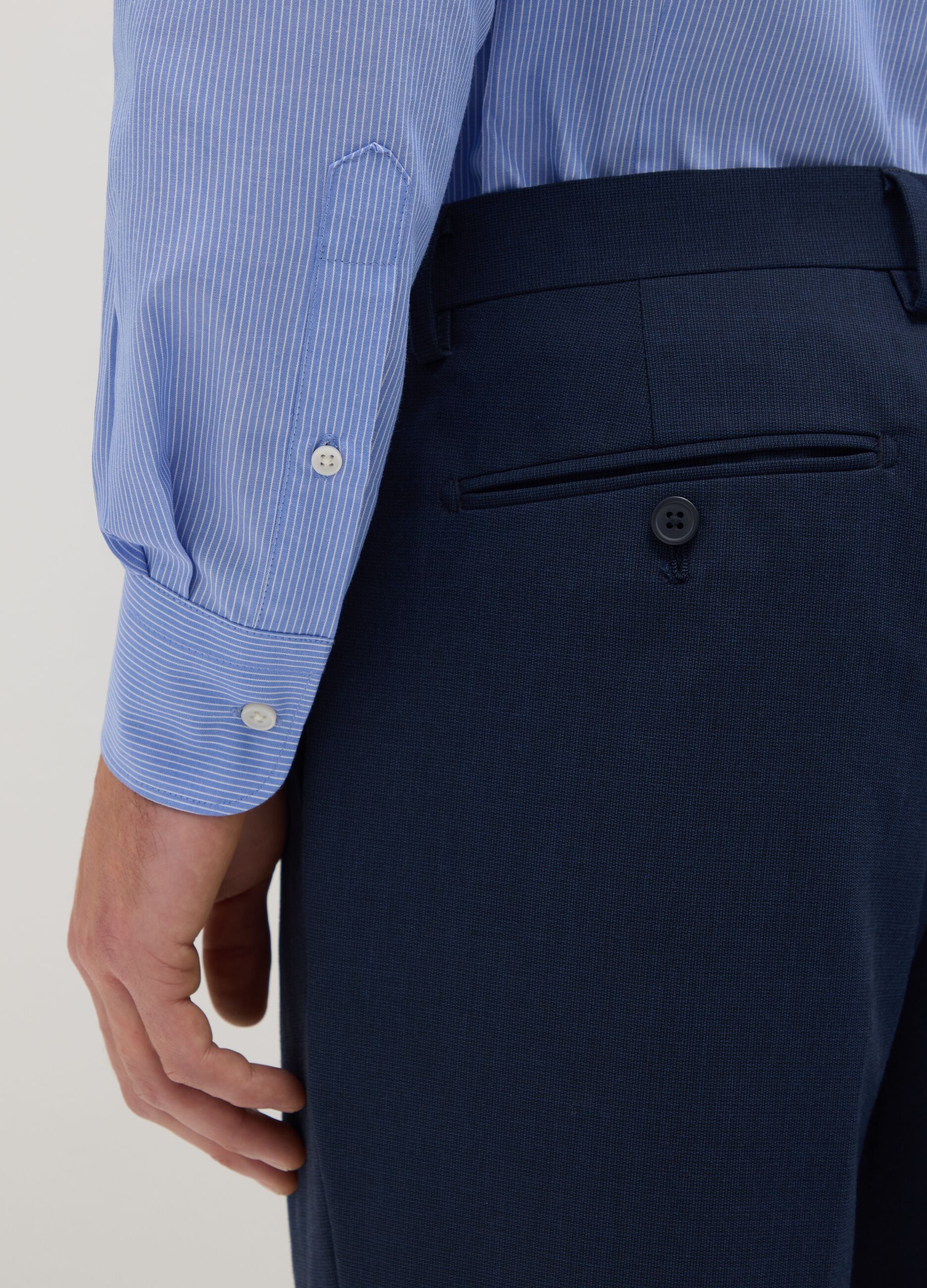 Slim Fit Blue Cotton Blend Shirt