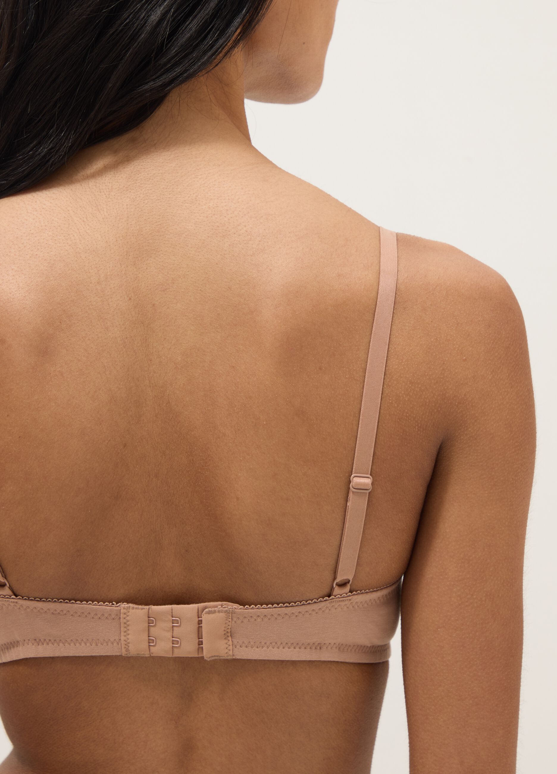 Beige stretch cotton bra with light padding