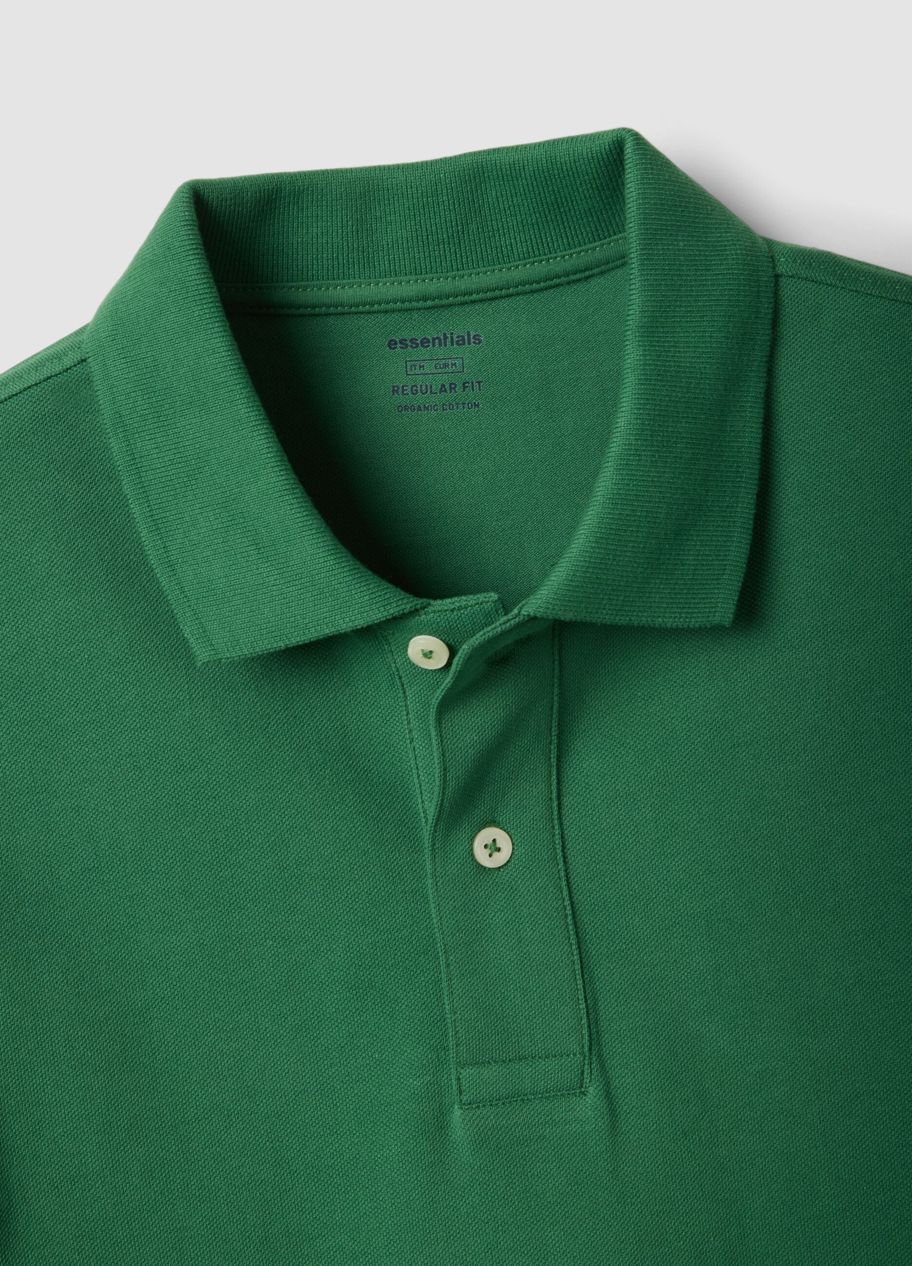 Short sleeve polo in pure green cotton regular fit