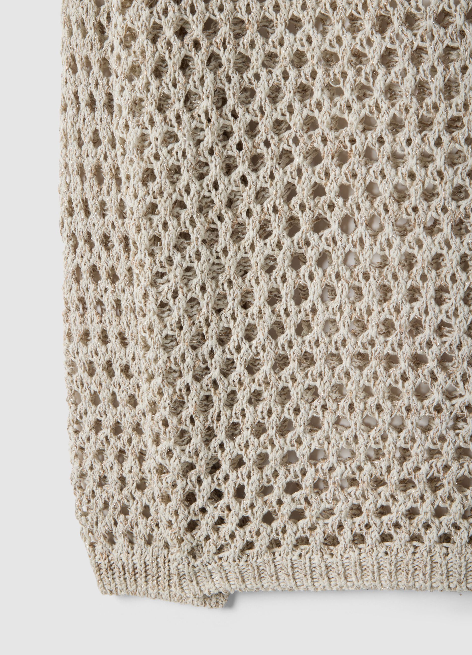 Beige cotton-blend knitted sweater