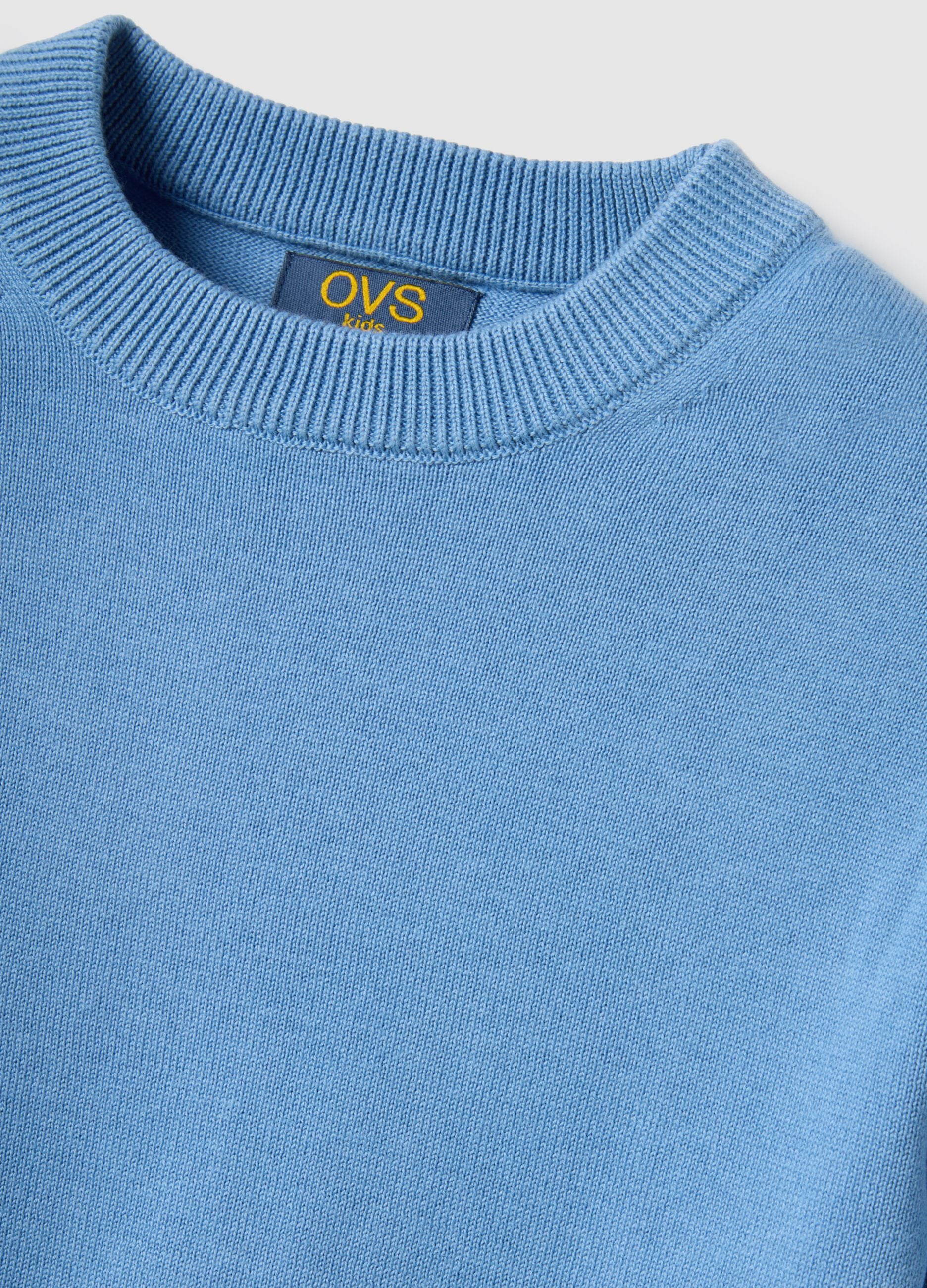 Blue children's pure cotton crew neck jumper regular fit