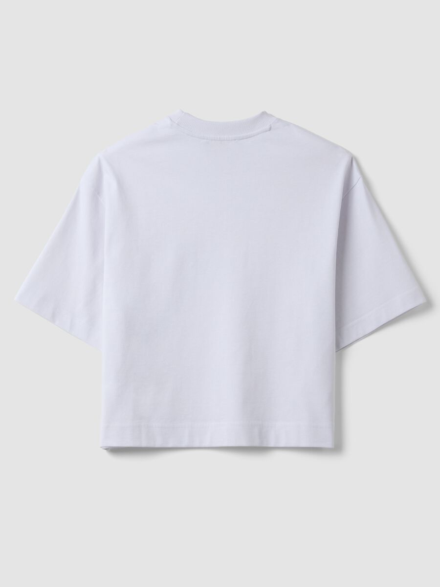 T-shirt bianca in misto cotone jersey a girocollo regular fit_6