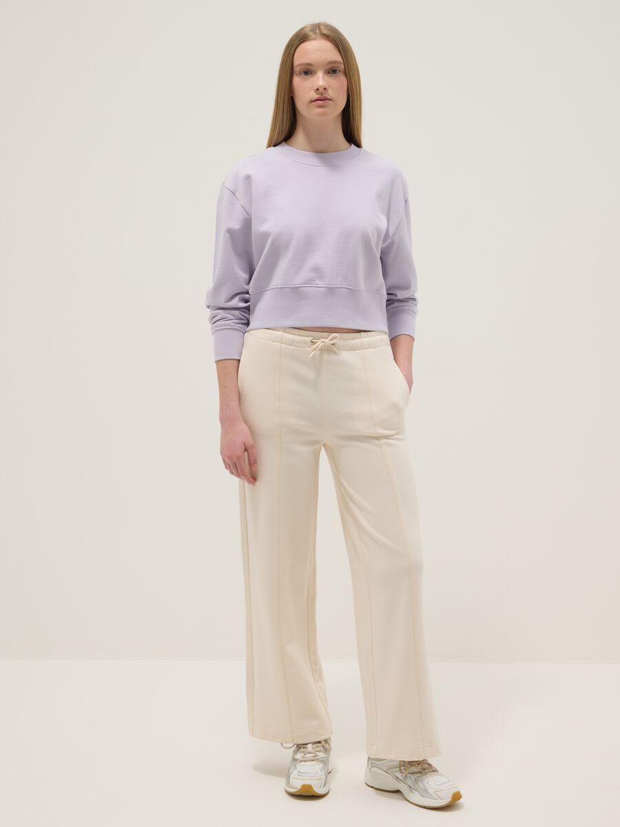 Girls' Beige Culotte Trousers in Pure Cotton_0