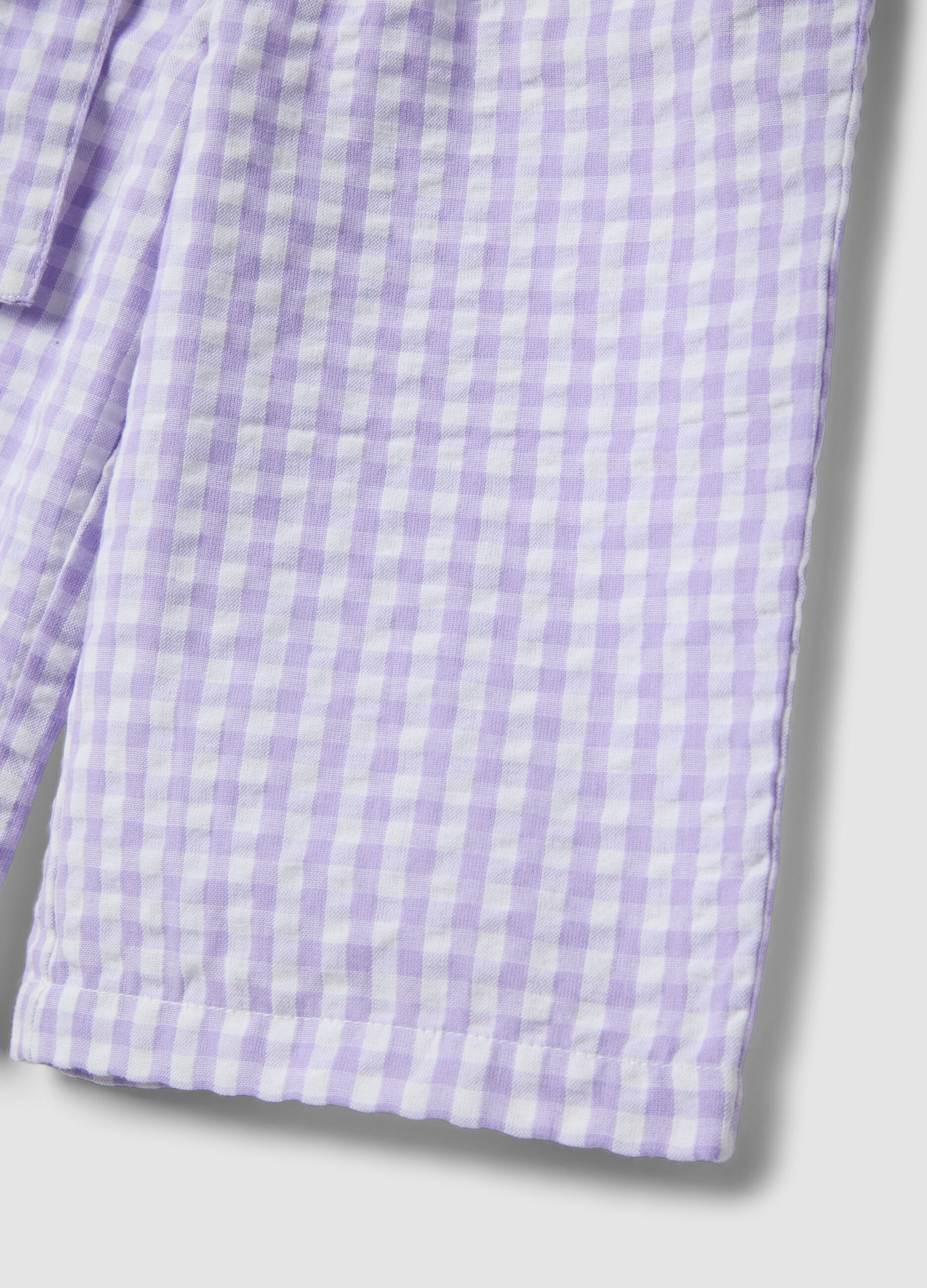 Pantaloni in puro cotone a quadri multicolor da bimba wide leg