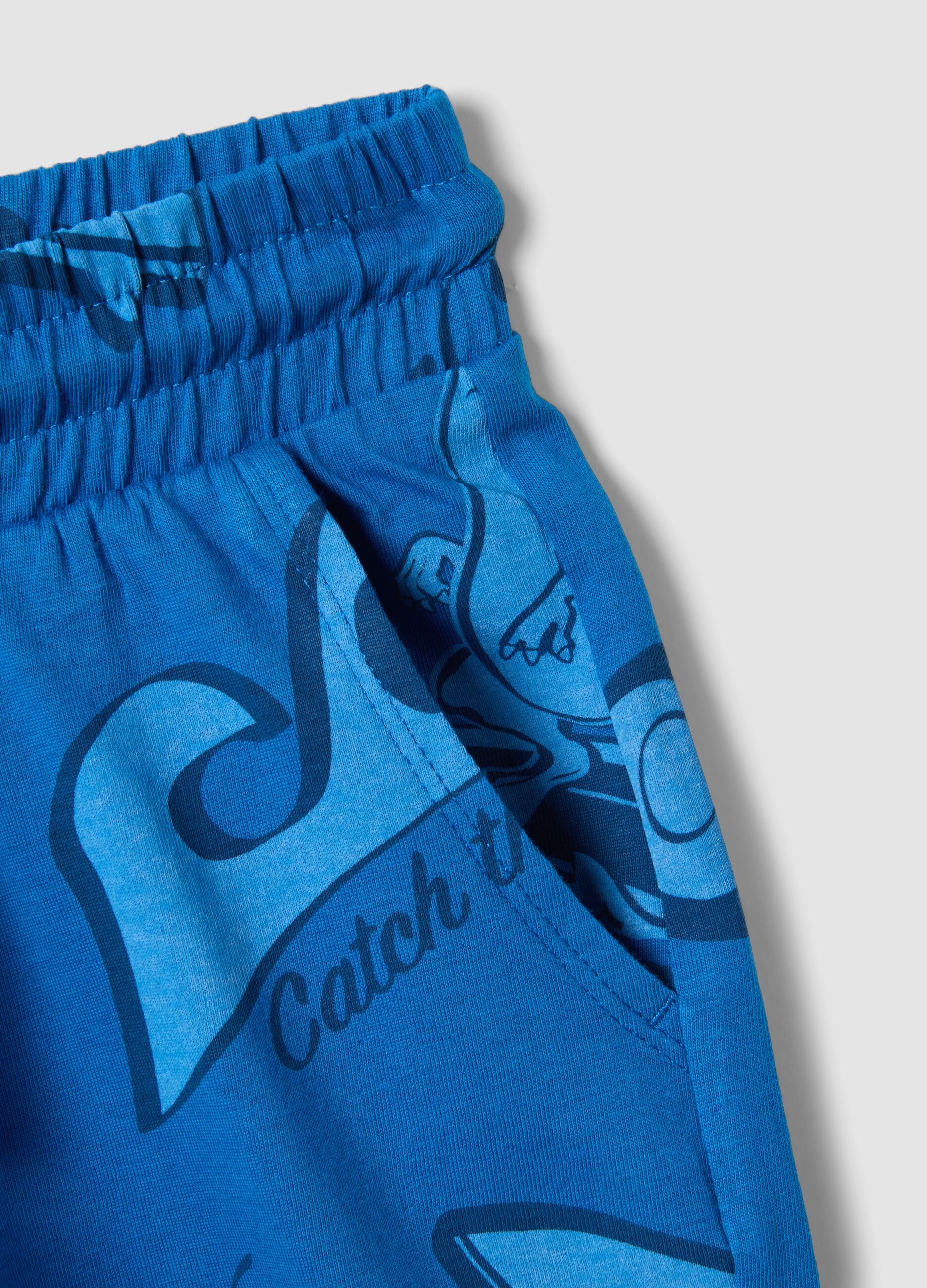 Blue pure cotton shorts with all-over print