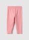 Pink stretchy cotton leggings for girls, slim fit_0