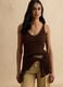 Brown pure cotton vest with perforated texture_0