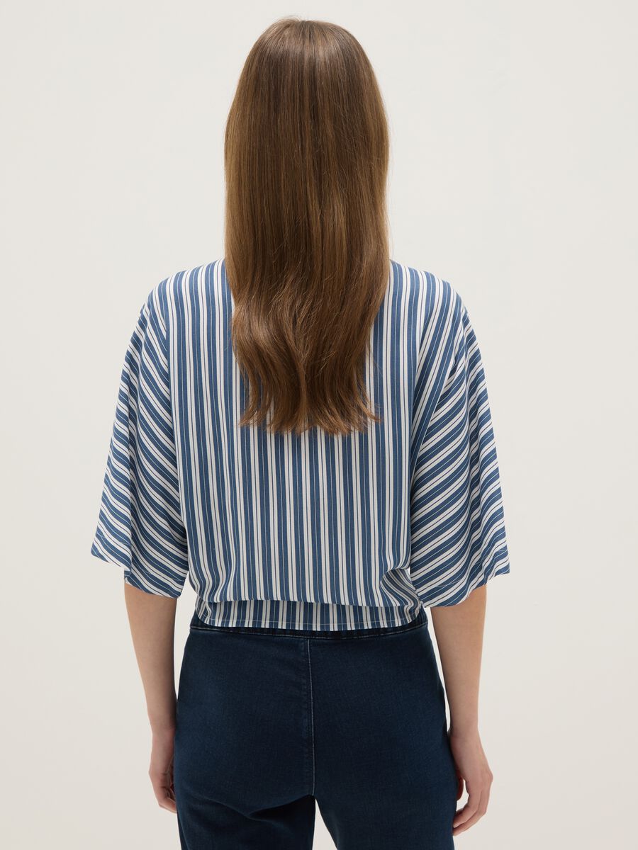 Multicolour striped regular fit pure viscose shirt_2