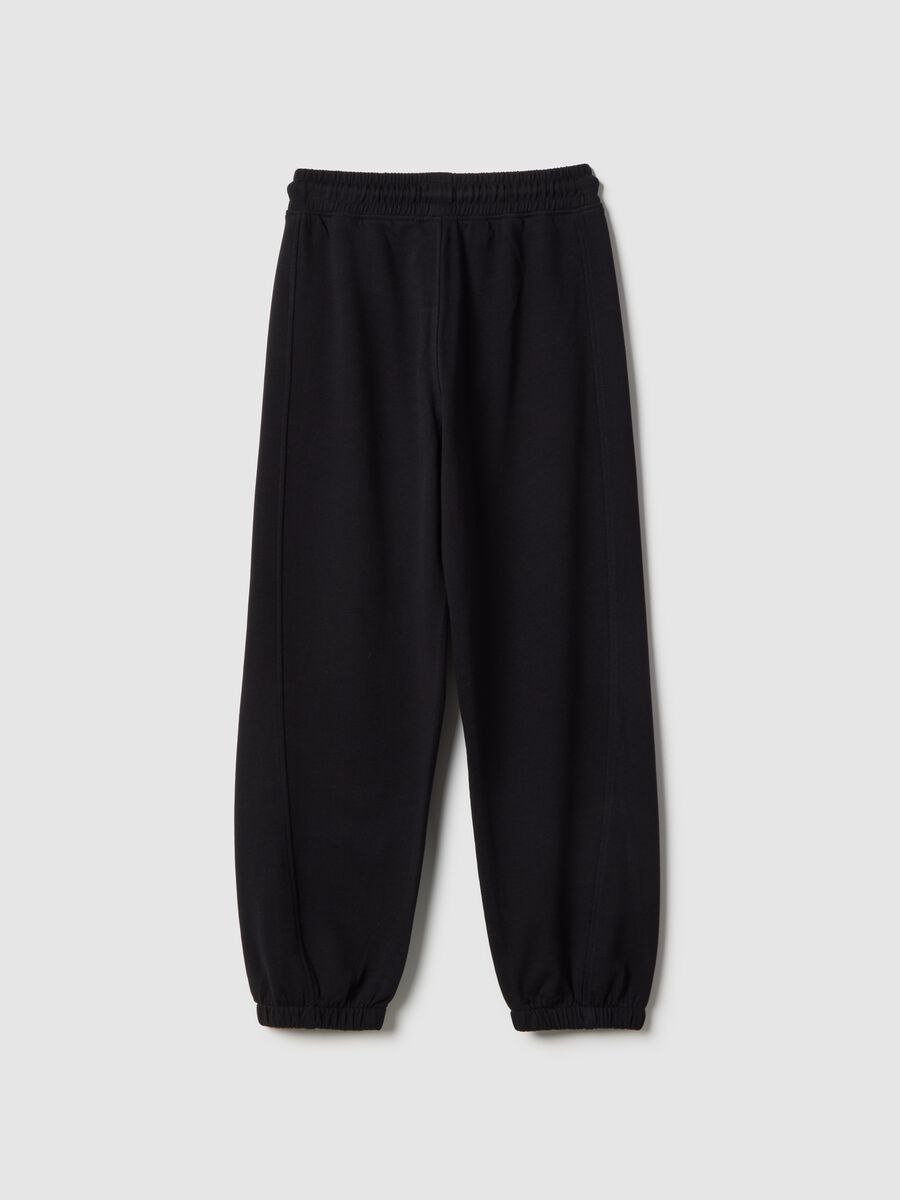 Children's black pure cotton jogger trousers regular fit with patch_1