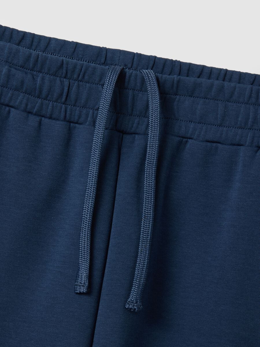 Regular fit blue stretch cotton bermuda shorts_5