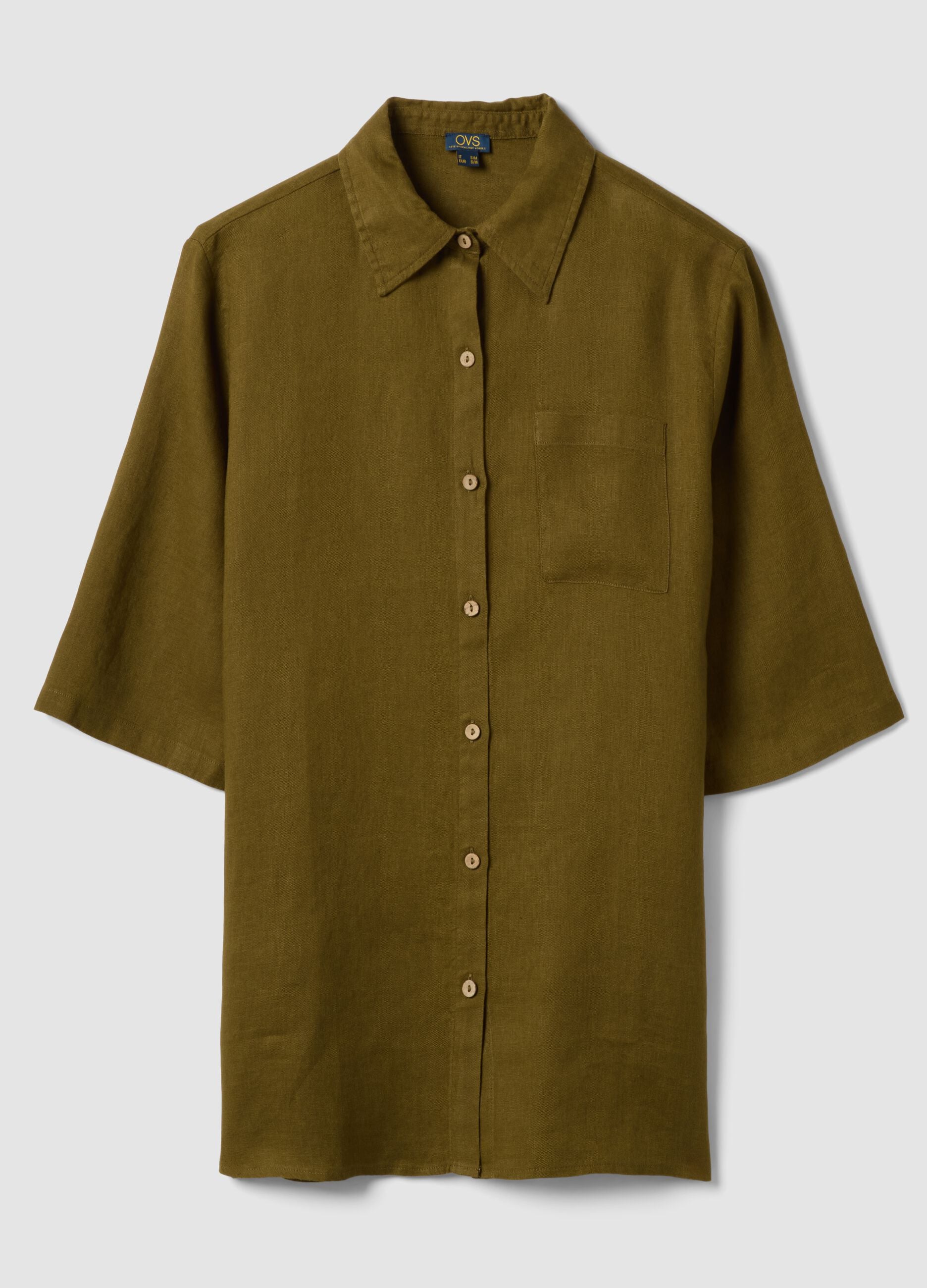 Green pure linen beach cover-up