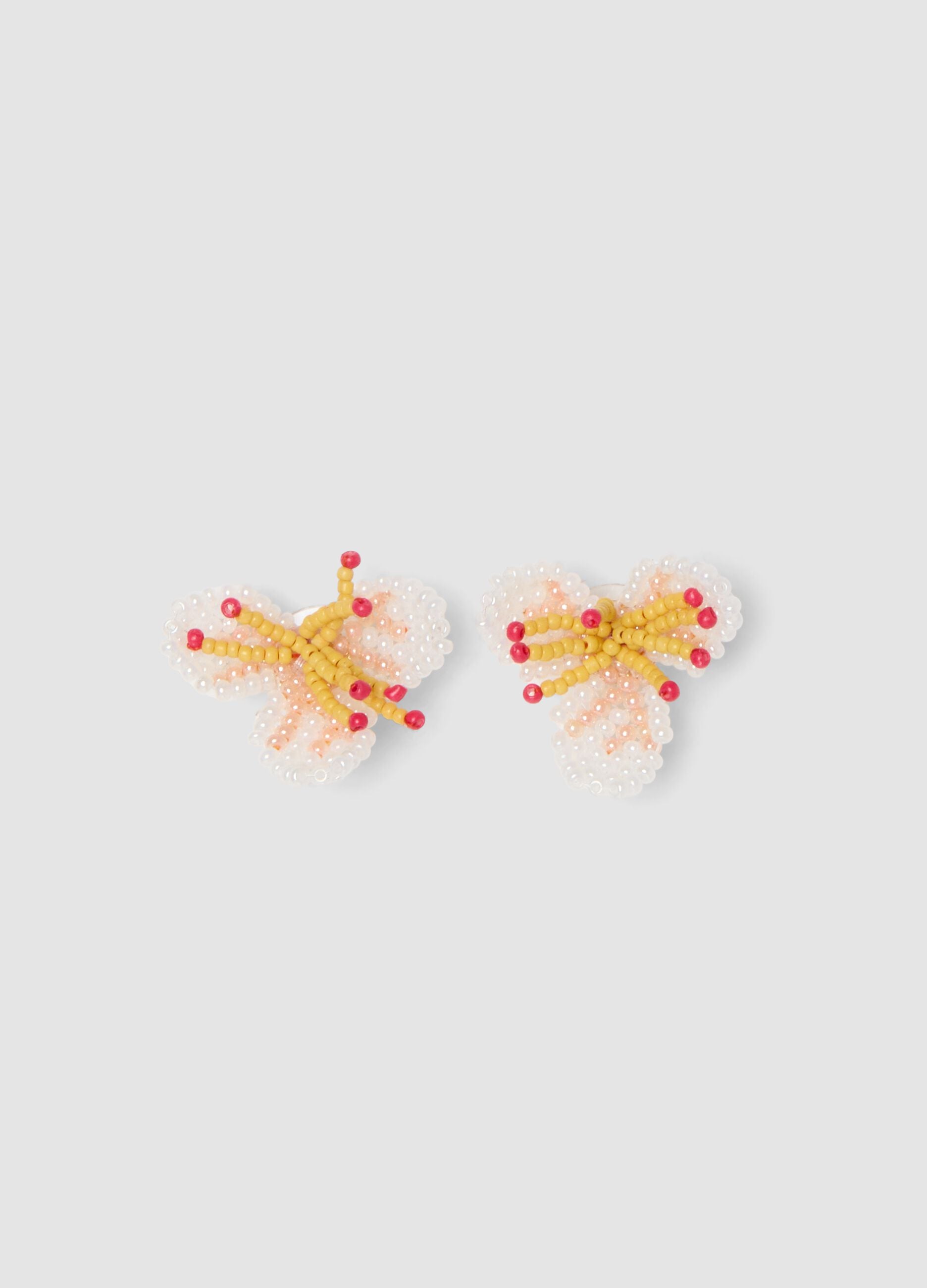 Butterfly-shaped earrings with multicolour glass beads