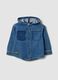 Blue denim shacket with hood in cotton and viscose blend for boys_0