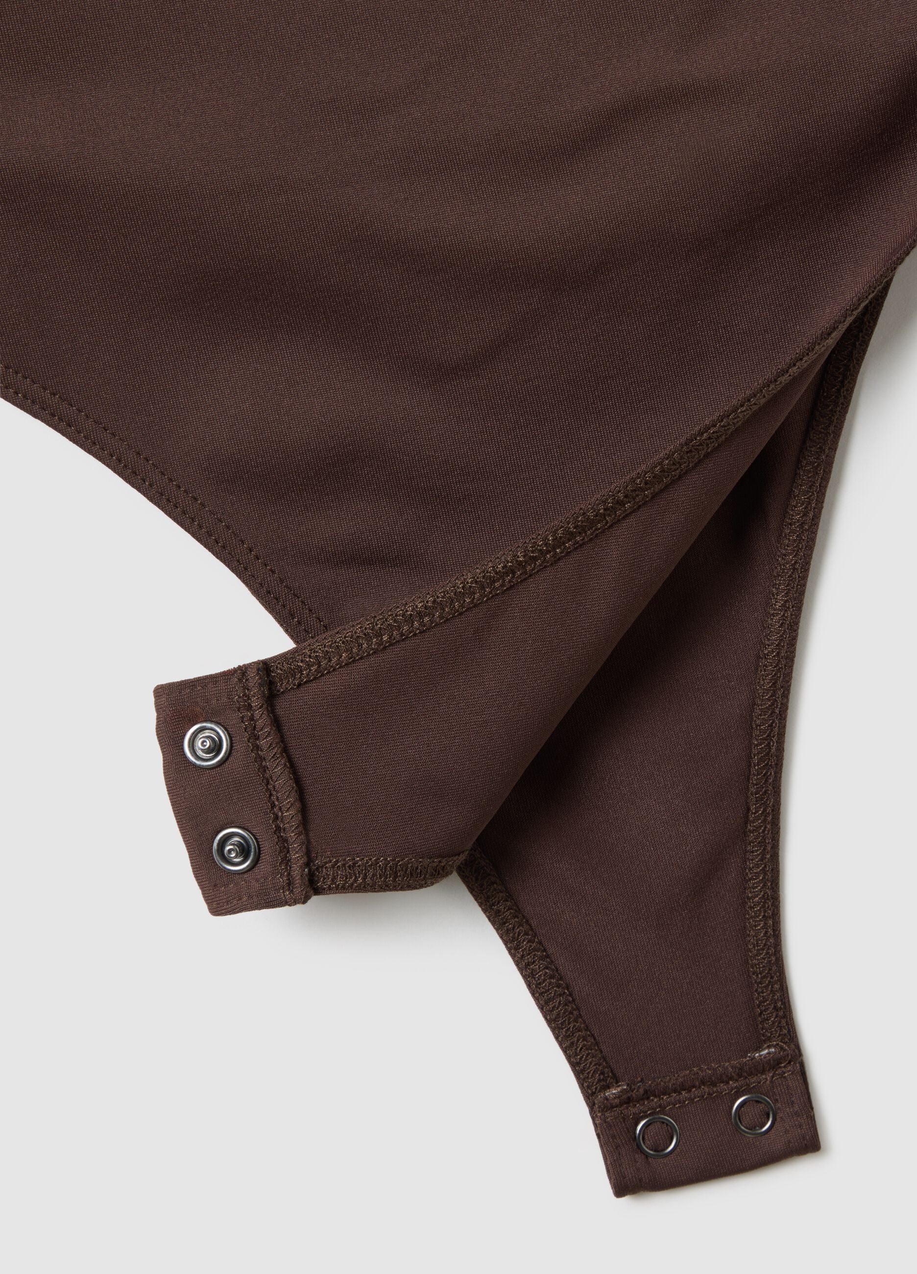 Brown stretch fabric bodysuit regular fit