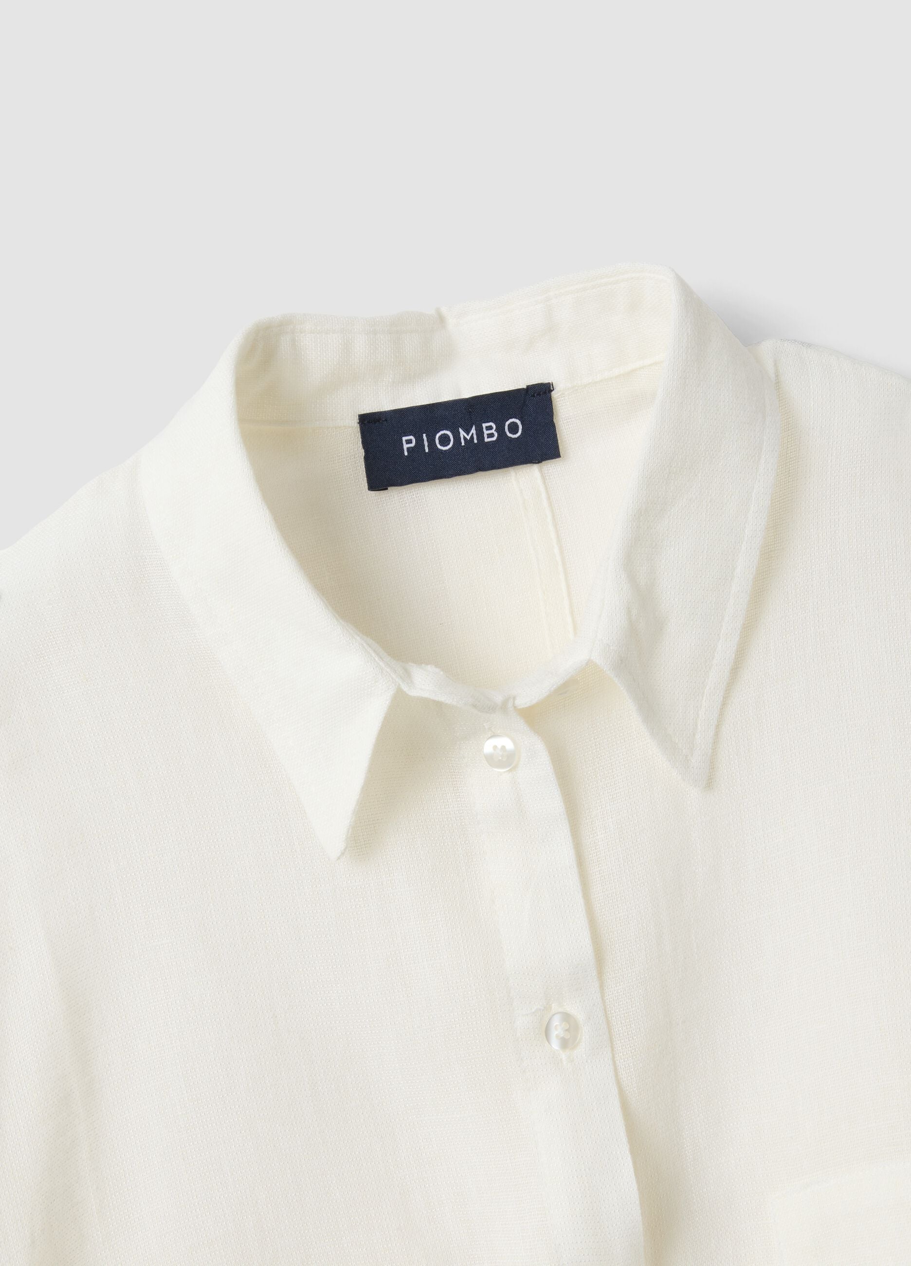 White oversized fit linen blend shirt
