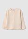 Regular fit beige cotton cardigan for girls with diamond pattern_0
