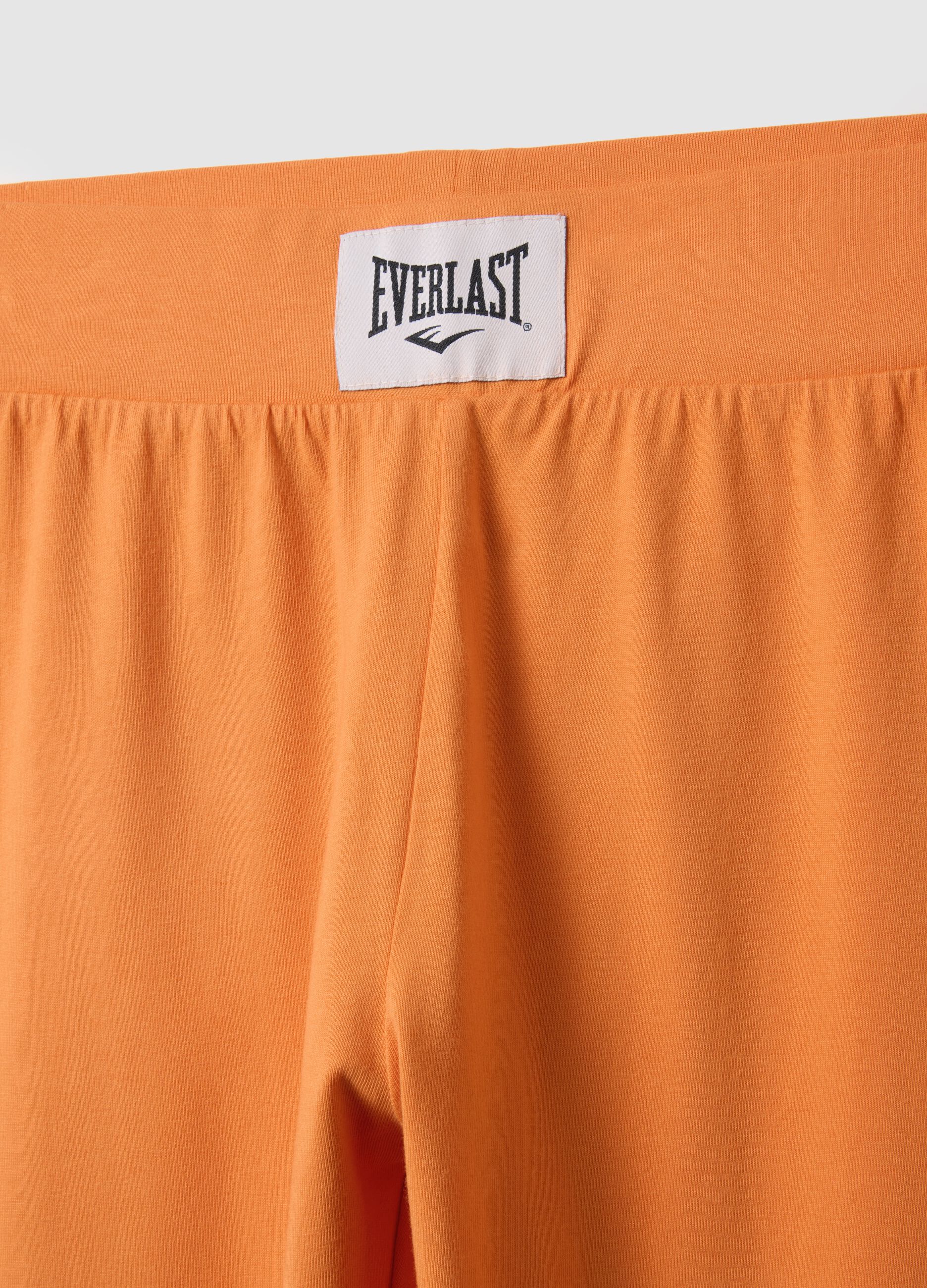 Orange stretch cotton regular fit leggings with Everlast logo