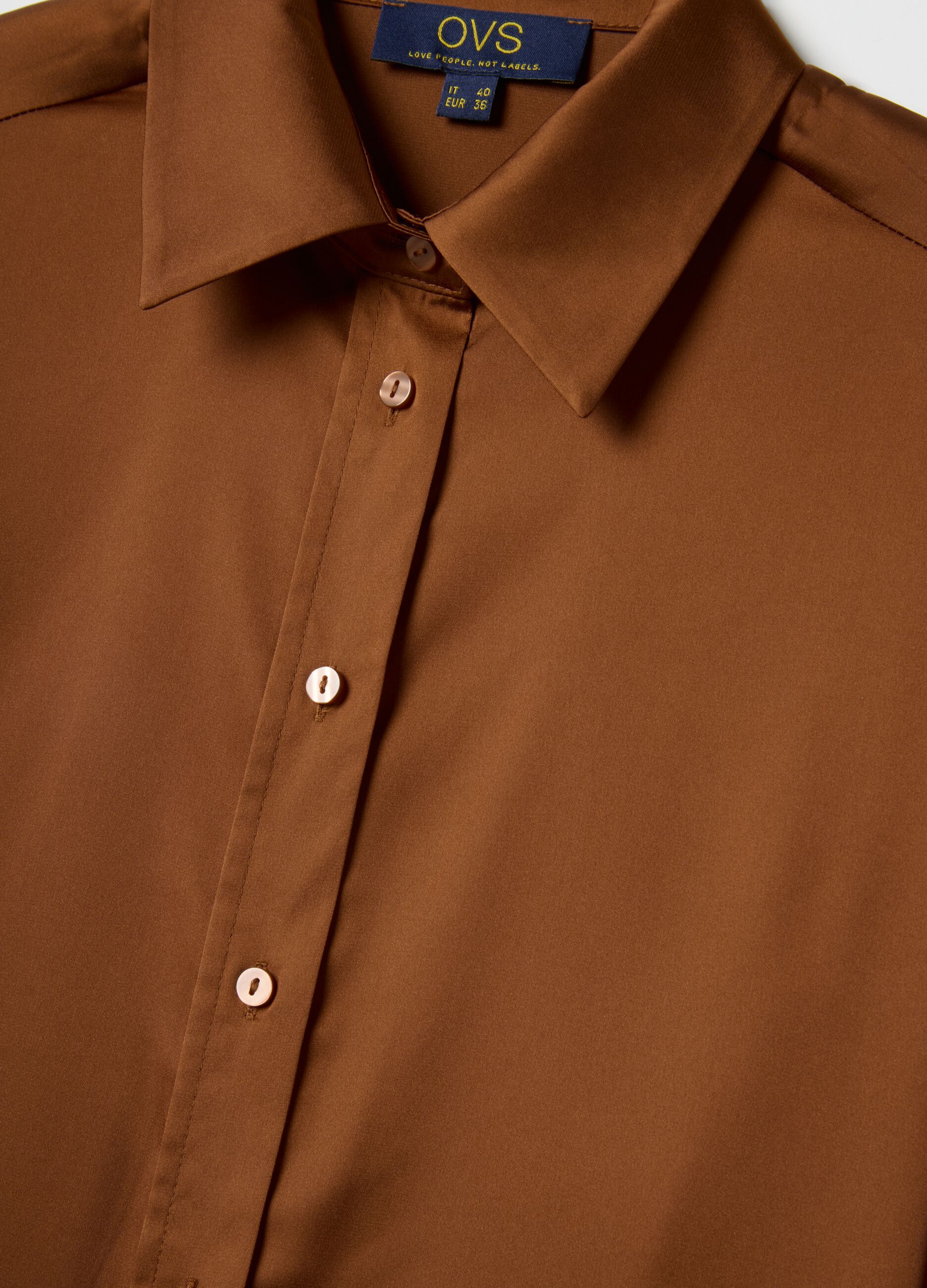 Brown Satin Regular Fit Shirt