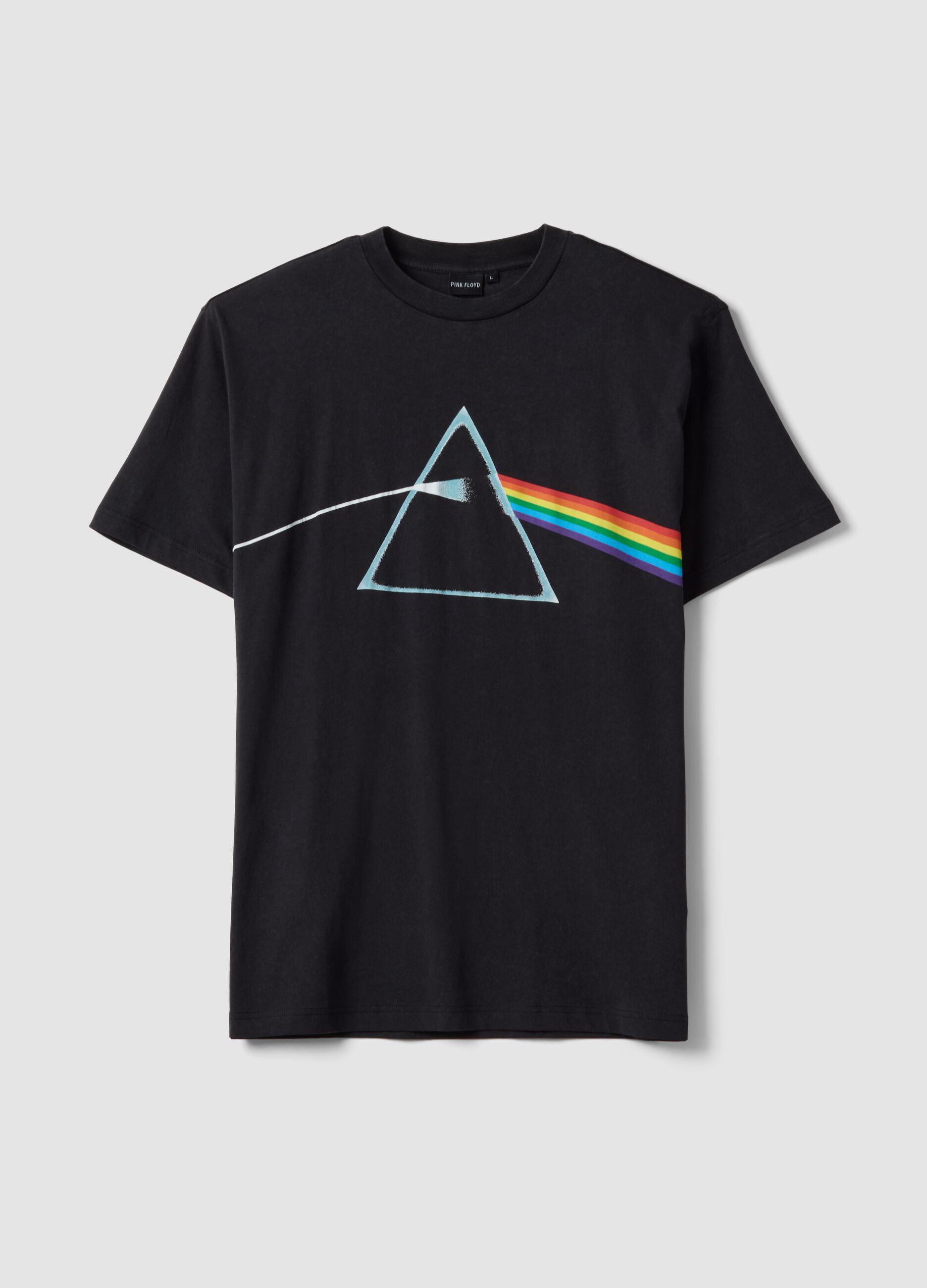 Black regular fit pure cotton T-shirt with Pink Floyd print