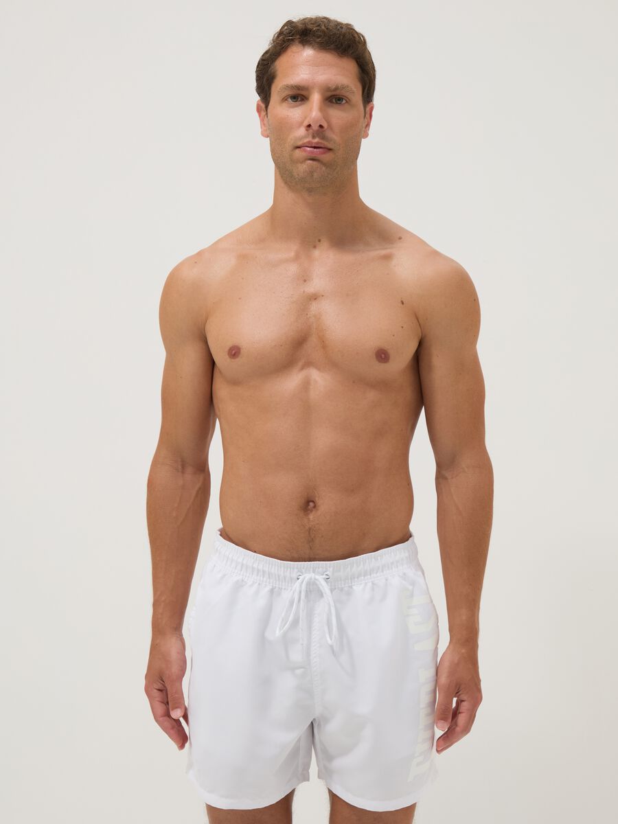 White swim shorts with drawstring_0
