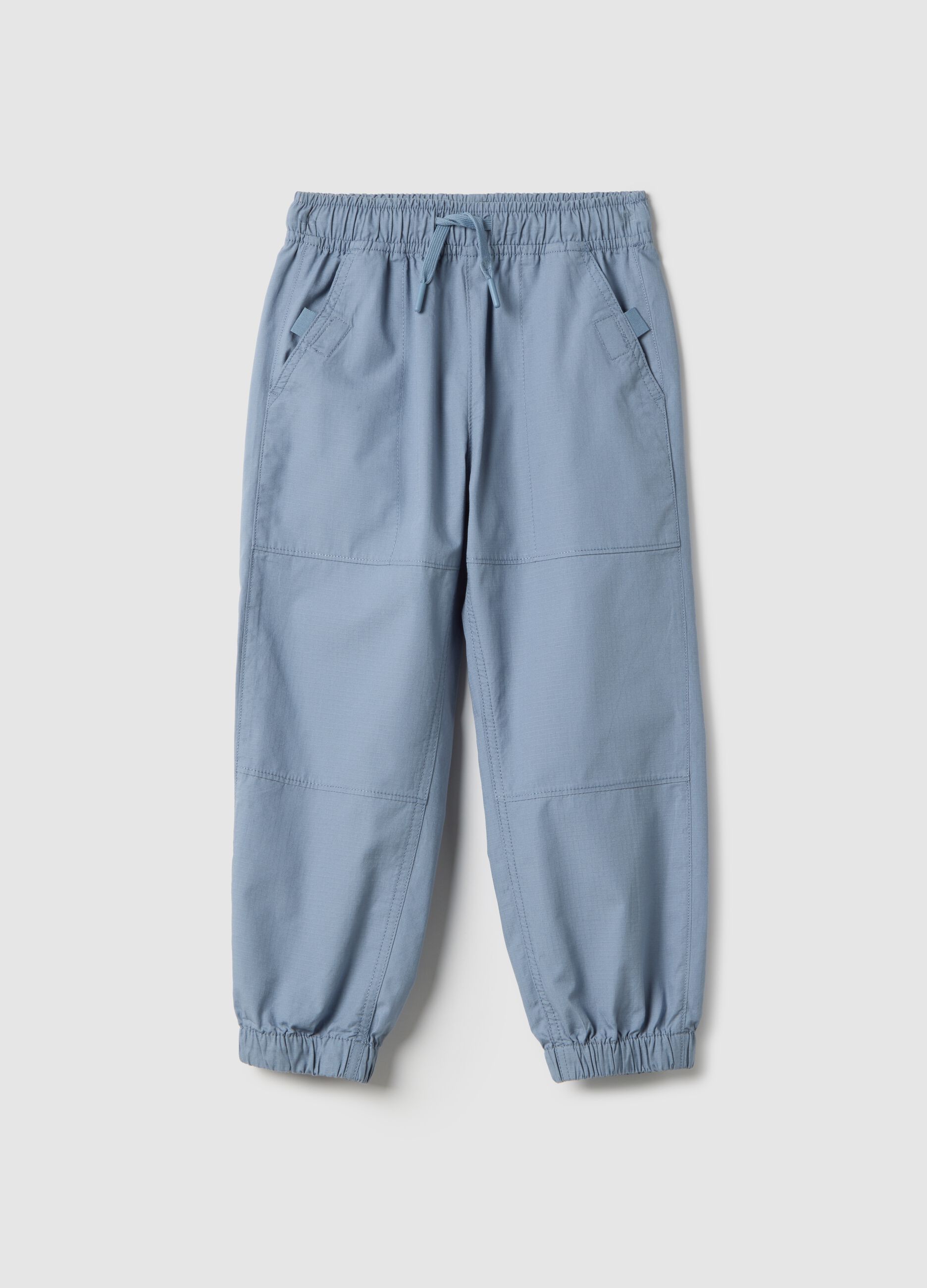 Regular fit azure pure cotton jogger trousers for children
